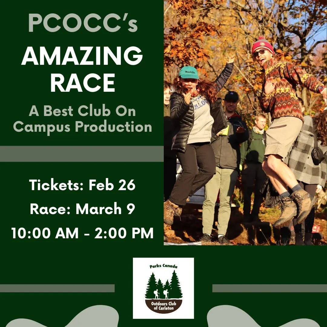 Do you have what it takes to compete in the first ever PCOCC Amazing Race?! 

Tickets open this Feb 26 at 10:00 AM and with prizes like MEC gift cards up for grabs, as well as a fantastic day of racing around Ottawa with various clues to guide you, y