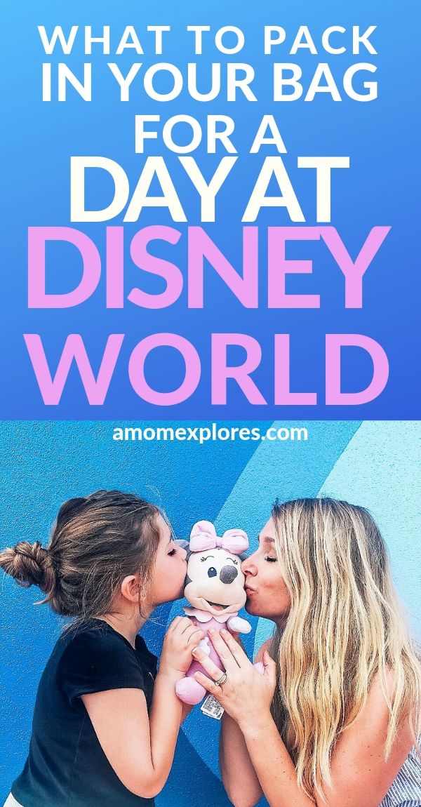 What to bring in a day pack for Disney. Survive long days in a theme park with little kids with this packing list for Disney with a toddler. Everything you need in your bag for a day at the parks!.jpg