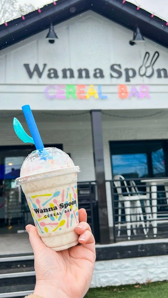 Milkshake in front of Wanna Spoon Cereal Bar