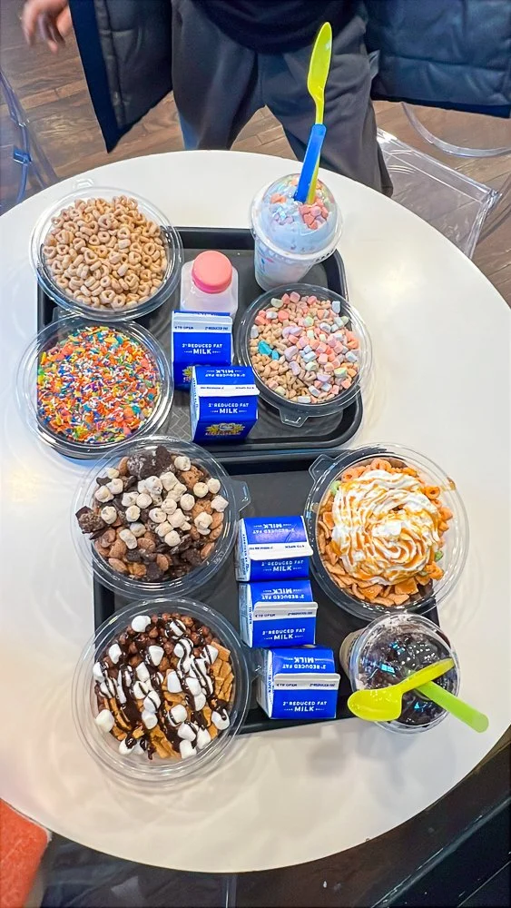 travel of cereal and milk
