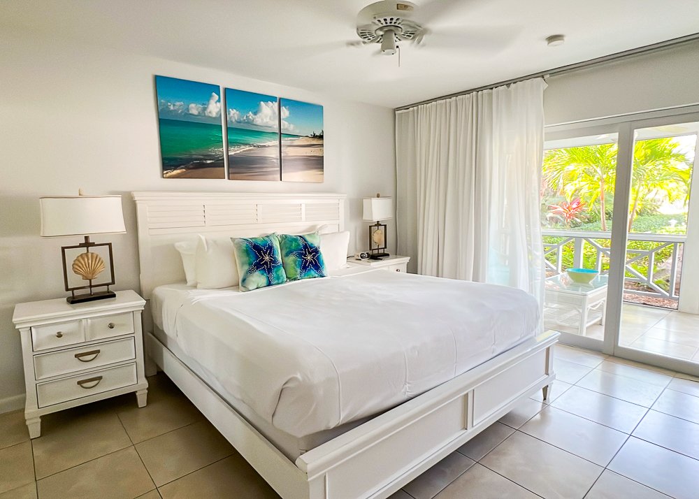 hotel bedroom with garden view