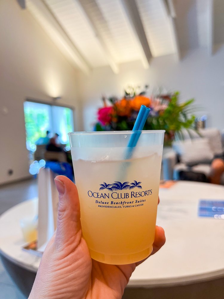 peach colored ginger cocktail in Ocean Club Resorts cup