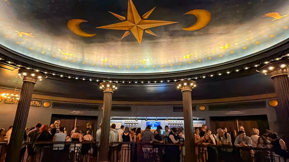 theater lobby with moon and stars on ceiling