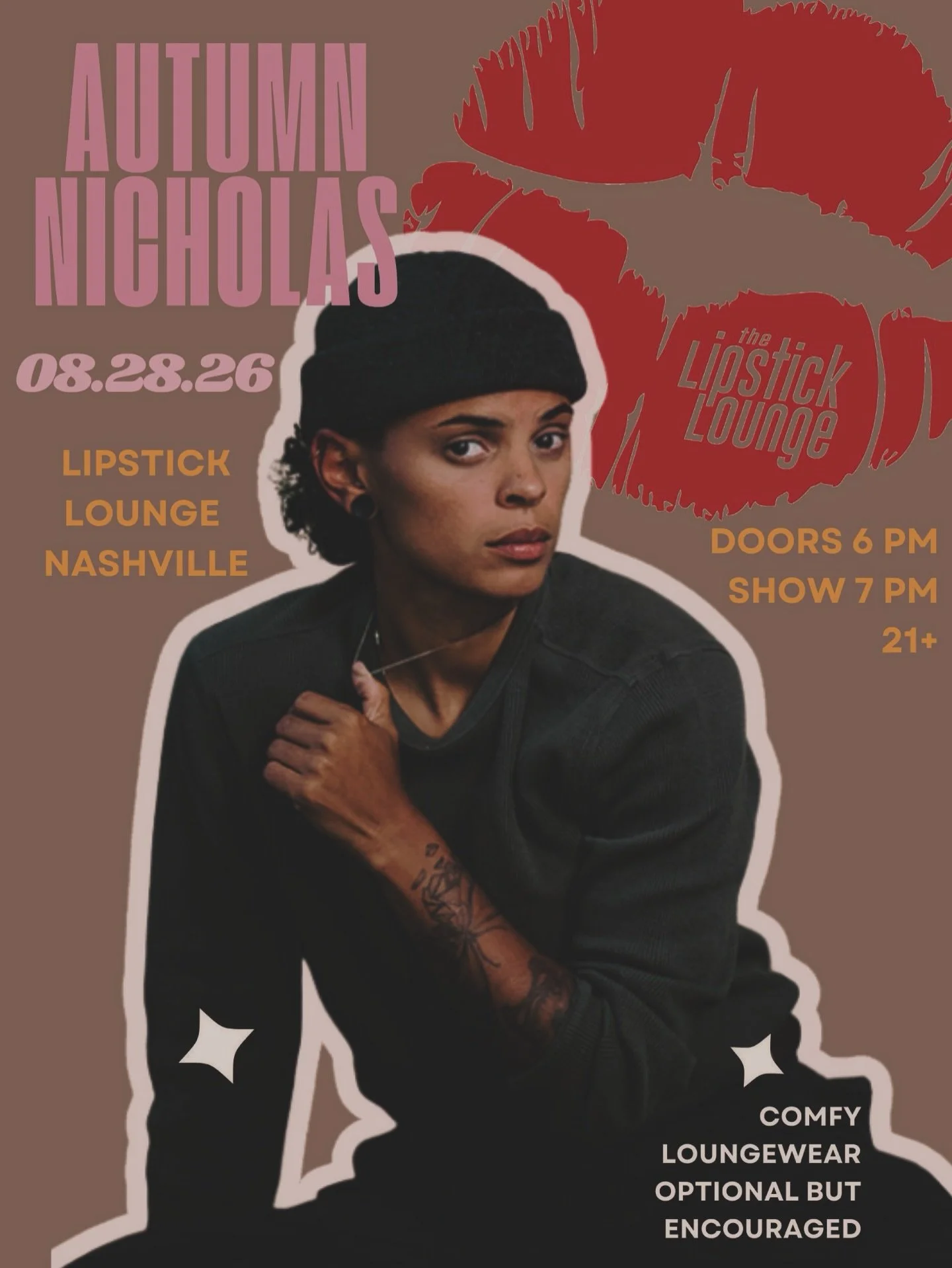 &bull; 
Pajama Night 
&bull;
 Aug 
&bull;
28
&bull;
26
&bull;
@the_lipstick_lounge 
21+ 
&bull;
Nashville,TN. 
&bull;
#livemusic #pajamas #queerartist #lipstick