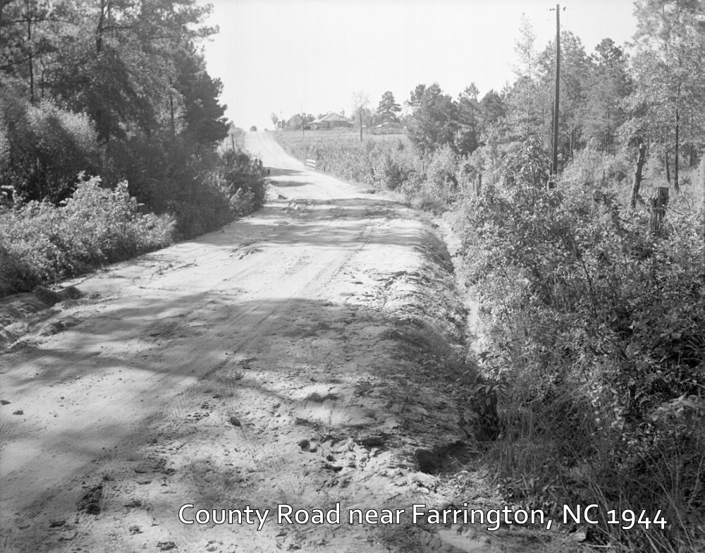 County road near Farrington, NC 1944 - N Carolina State archives.png