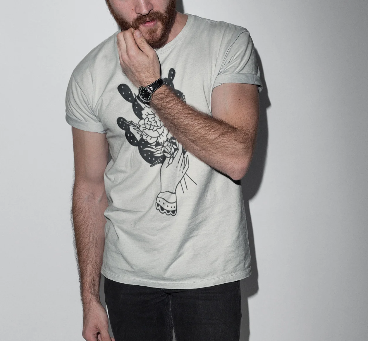 fresherthan-cactus-bouquet-shirt-model-1
