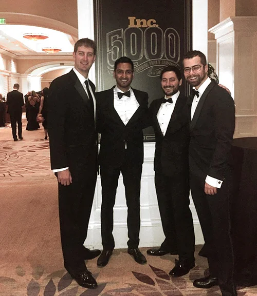 Our executive team at the INC 5000 Gala: Eli Robinson (COO), Sandeep Kella (Co-Founder), Me/ Kayvon Bina (Co-Founder), Kevin Dolan (CTO)