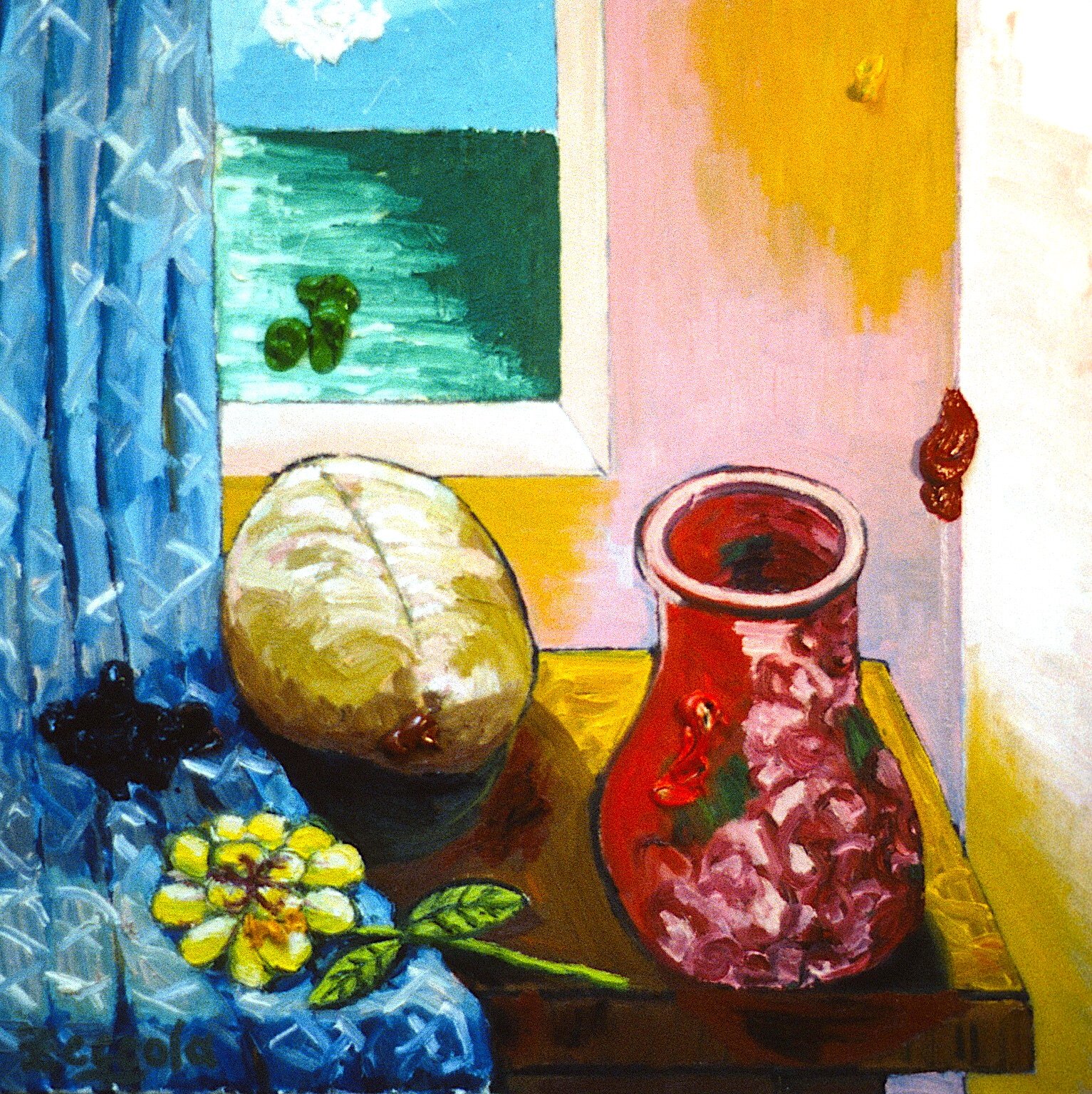Bread and Wine, 2005. Oil, acrylic on canvas. 26” x 26”.