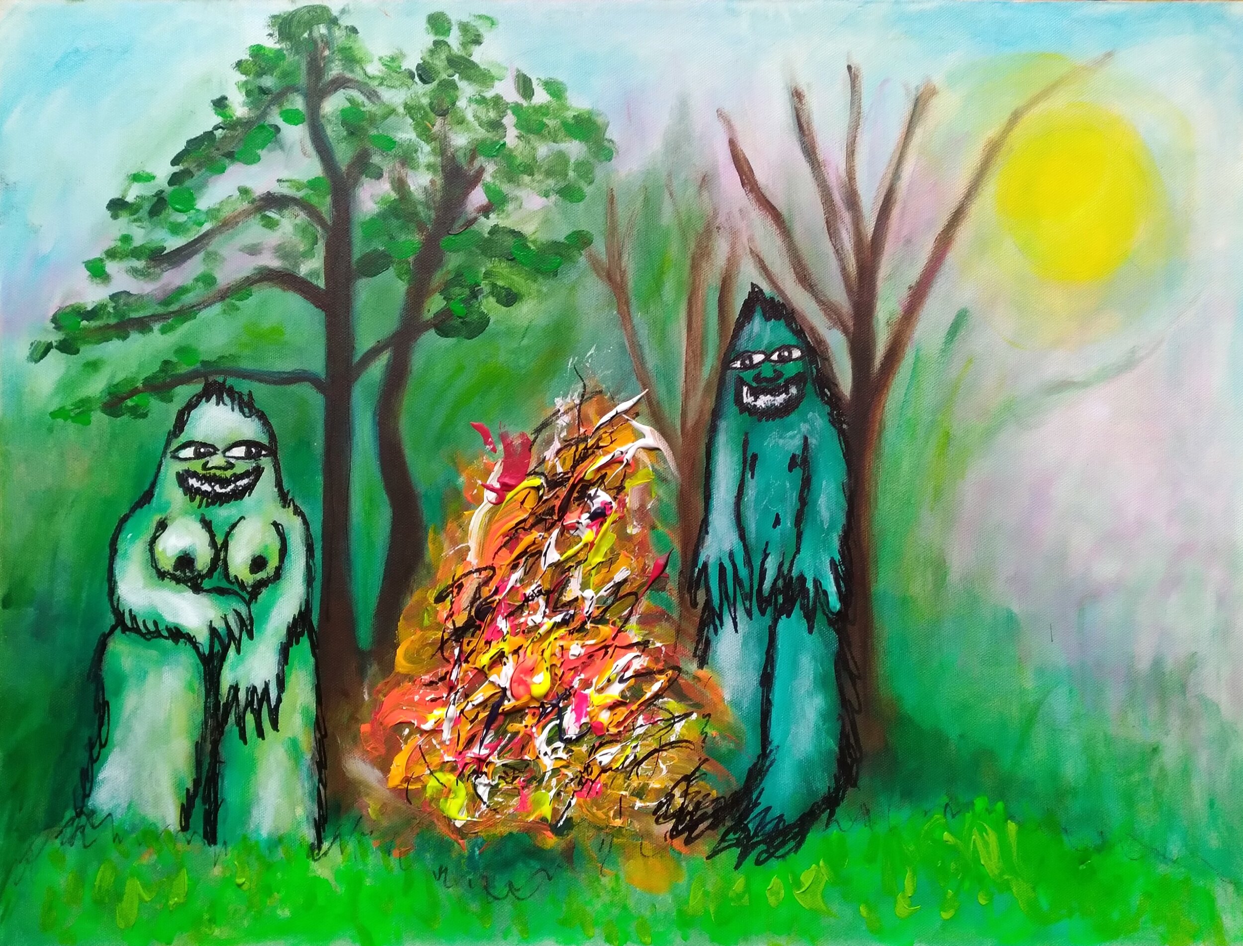 The Burning Bush, 2019. Oil, acrylic on canvas. 18” x 24”.
