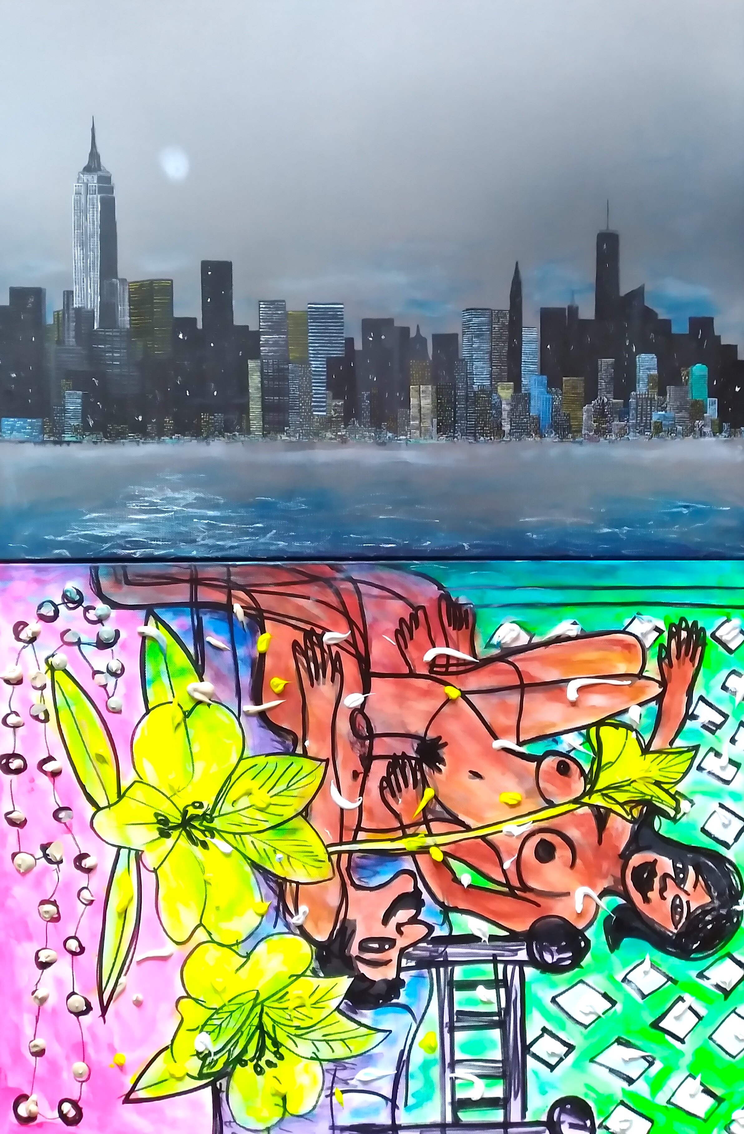 New York to Miami, 2021. Oil, acrylic on canvas. 48” x 36”.