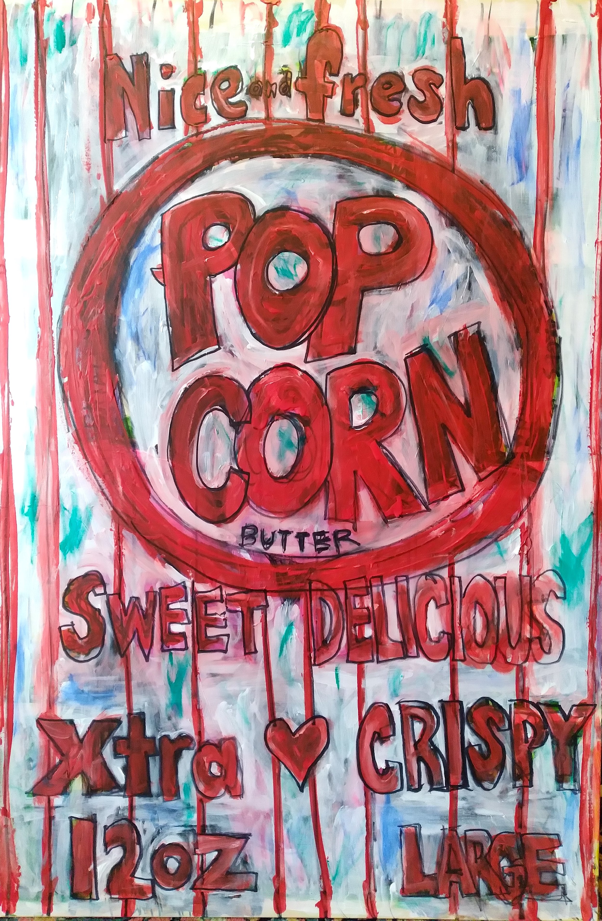 Pop Corn, 2022. Oil, acrylic on canvas. 48” x 32”.