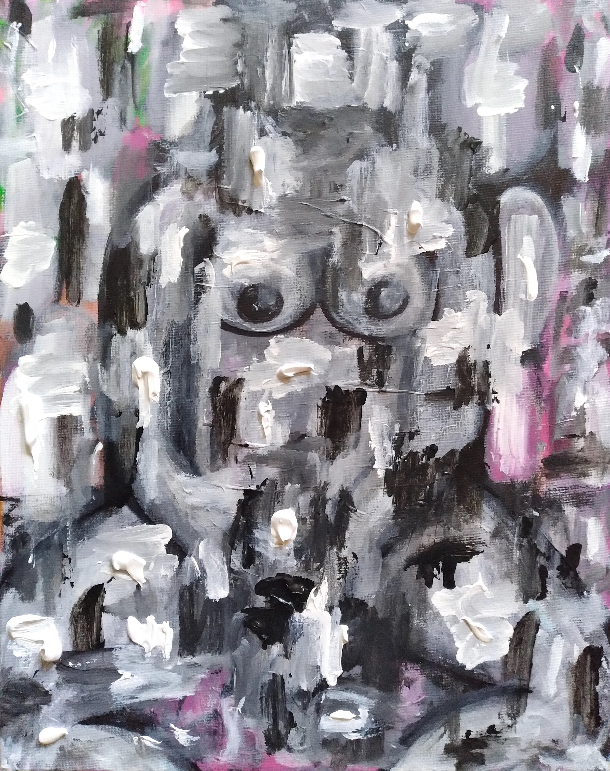 Fifty Shades of Grey, 2020. Oil, acrylic on canvas. 20” x 16”.