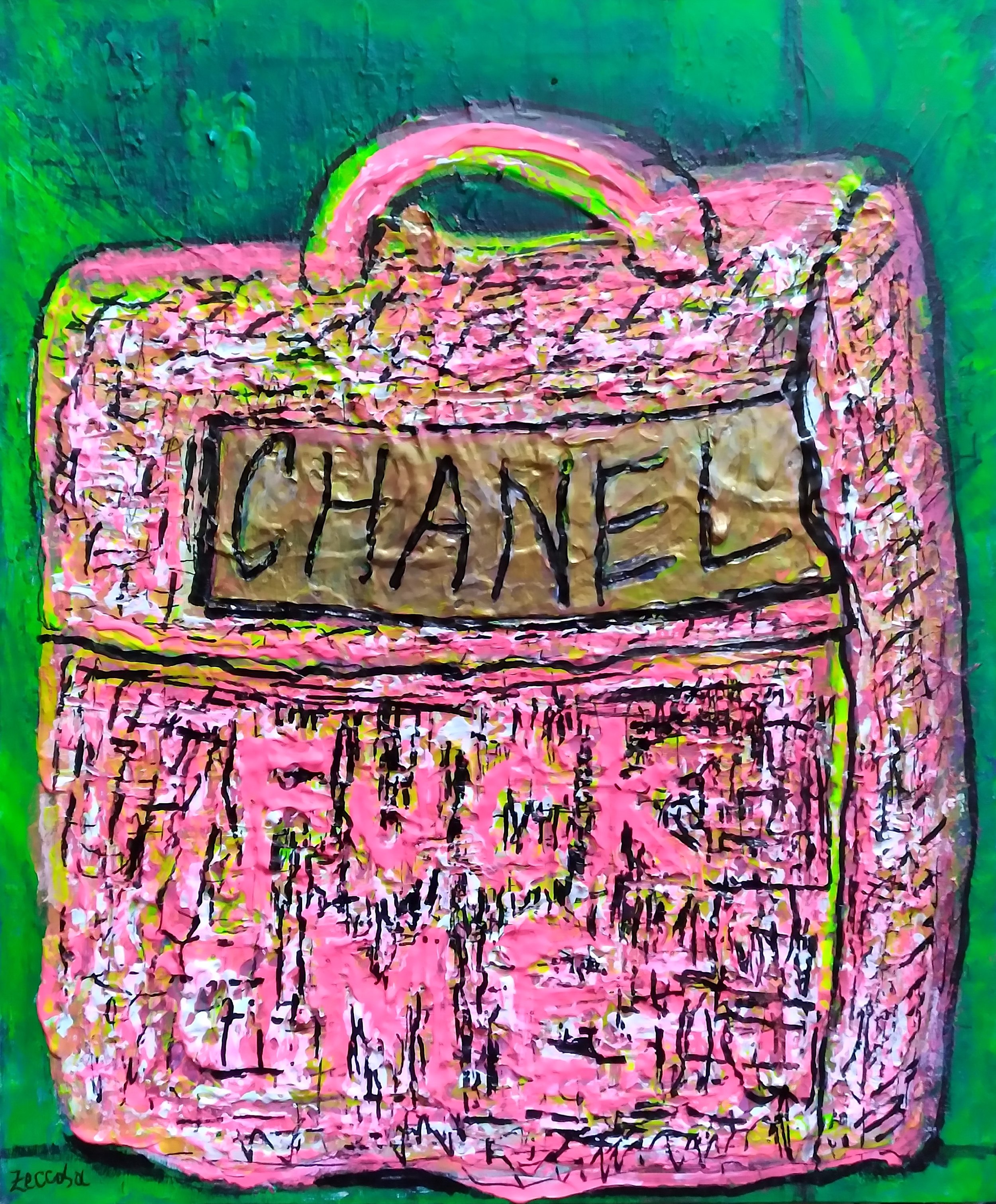 Her Pink Purse, 2009. Oil, acrylic on canvas. 20” x 24”.