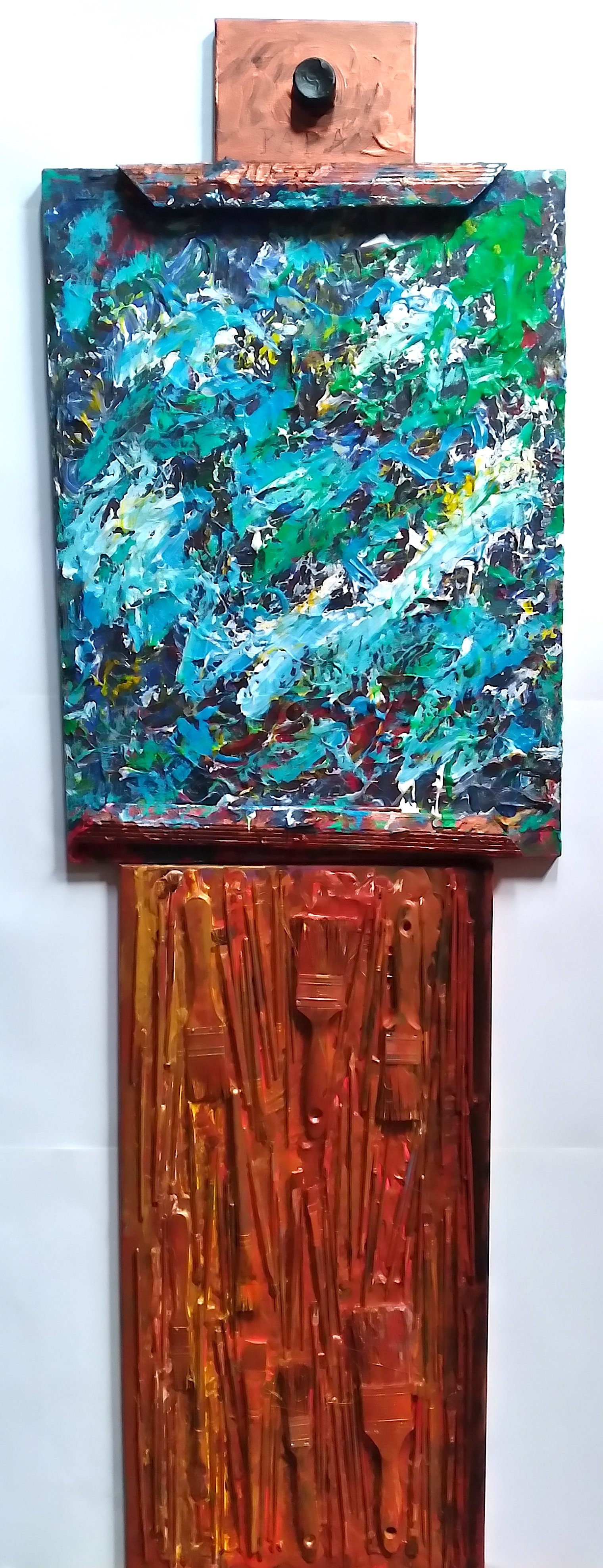 The Old Man and the Sea, 2009. Oil, acrylic, mixed media on canvas. 44" x 18”.