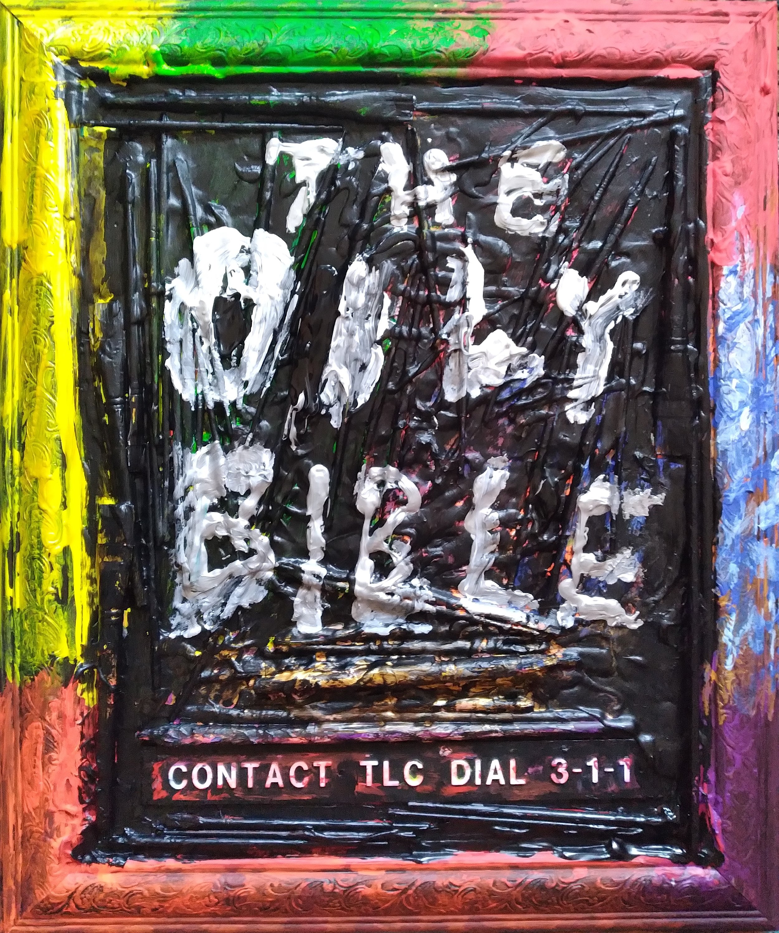 TLC, 2008. Oil, acrylic, mixed media on canvas. 24” x 20”.