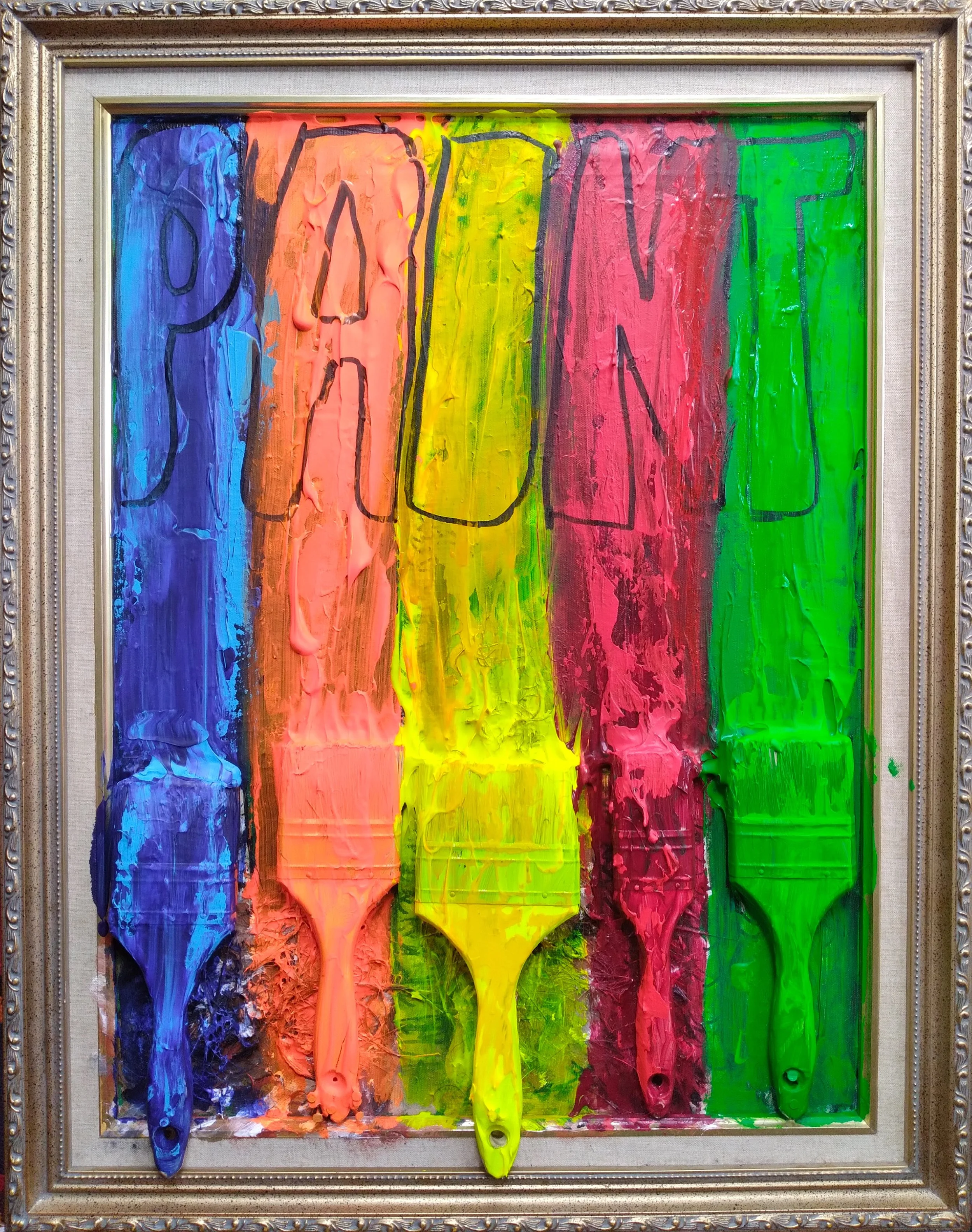 PAINT, 2020. Oil, acrylic, brushes on canvas. 24" x 18".