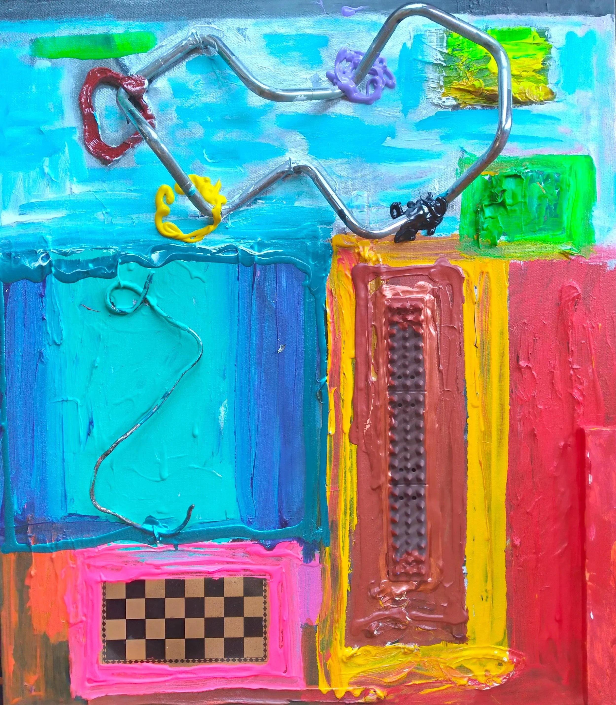 Pillow Talk, 2007. Oil, acrylic, mixed media on canvas. 30" x 26".