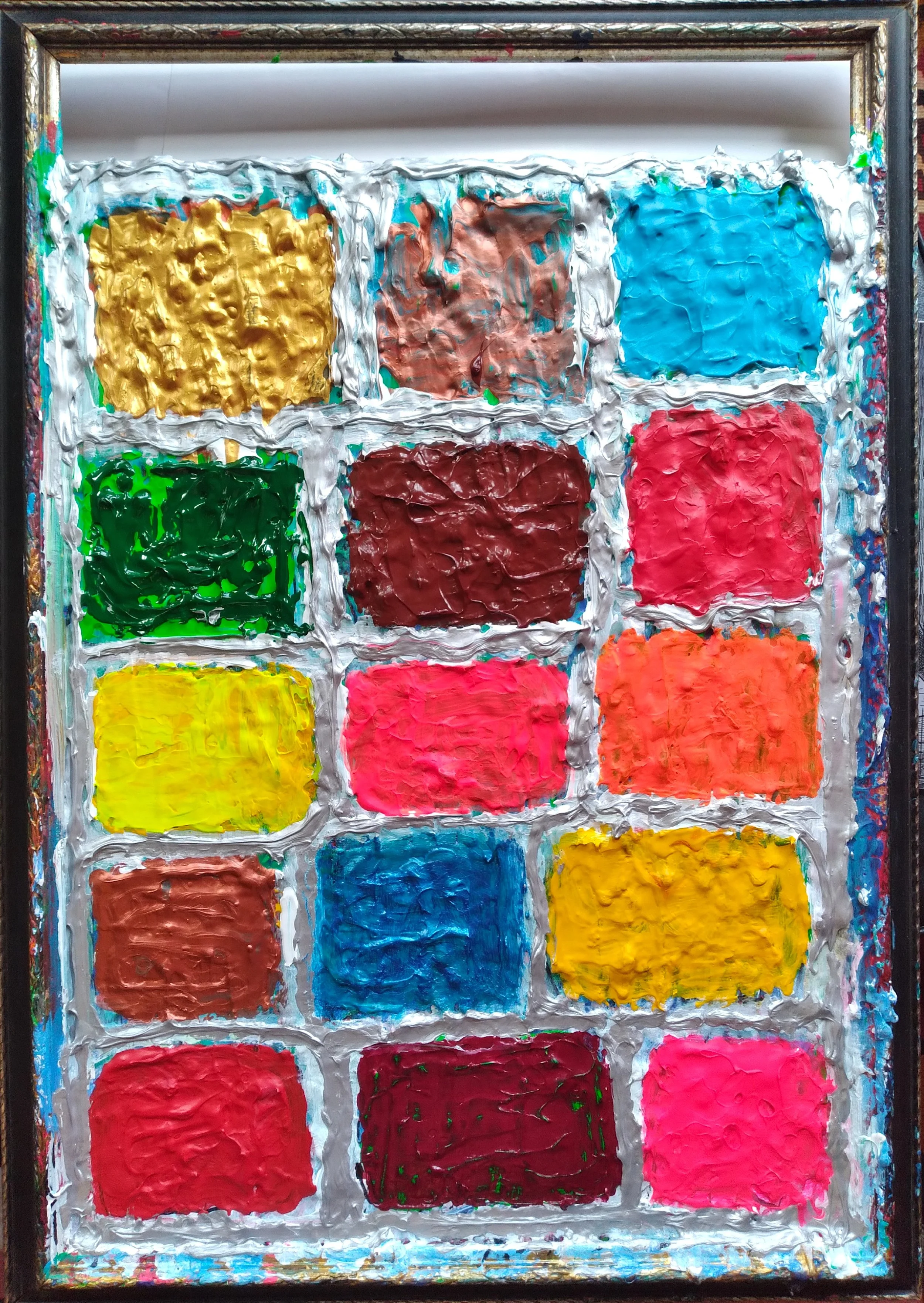 Brick Wall, 2017. Oil, acrylic on canvas. 36” x 24”.