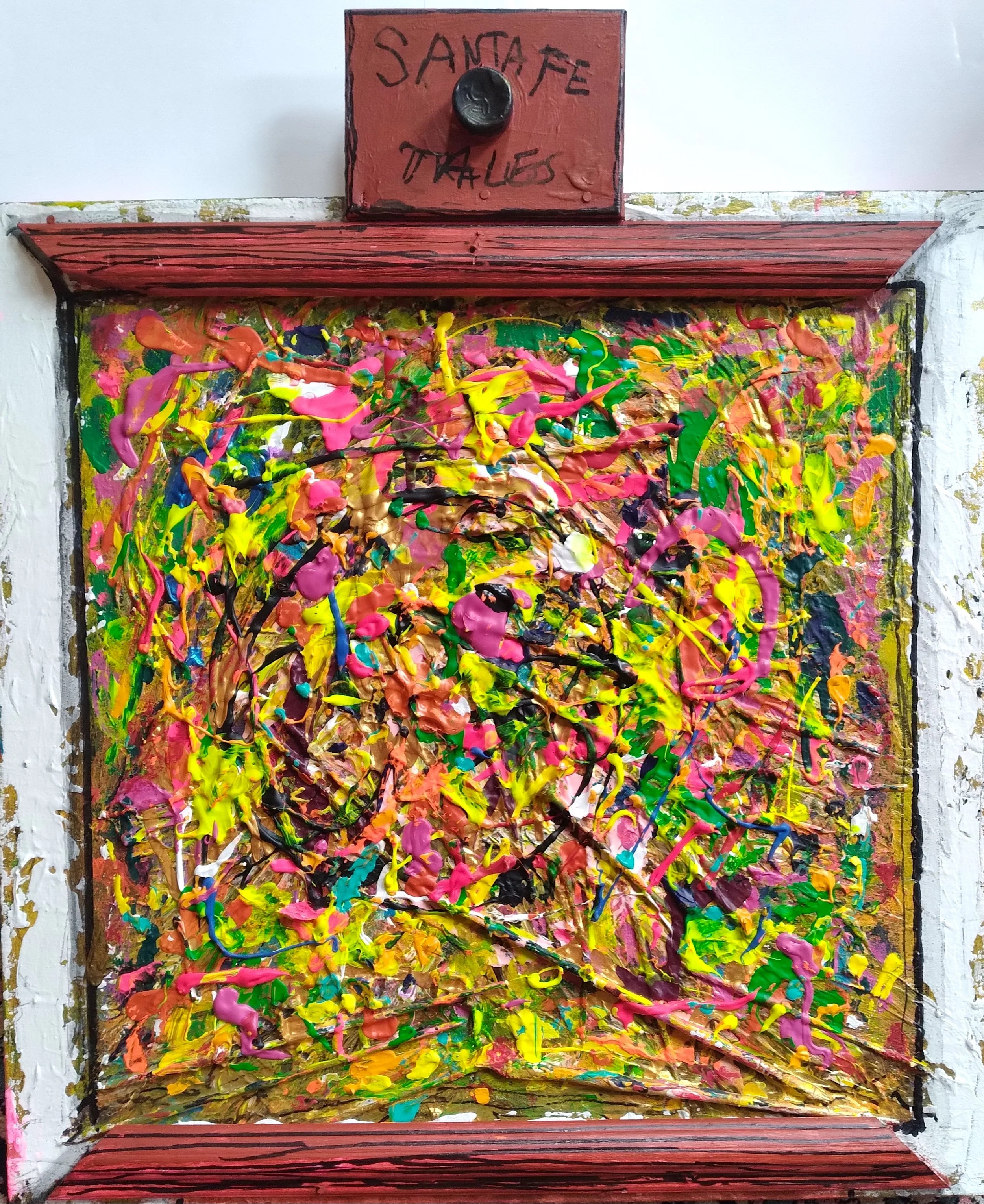 Santa Fe Trail , 2008. Oil, acrylic, wood on canvas. 26” x 26”.