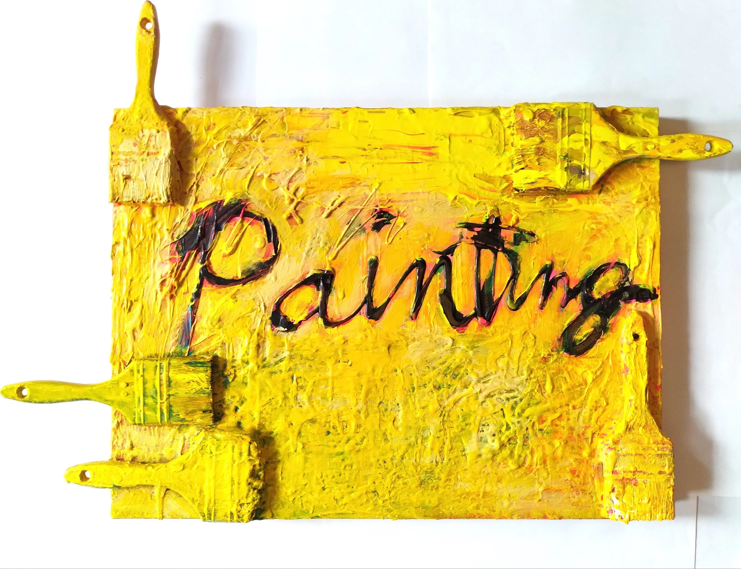Yellow Painting, 2004. Oil, acrylic, brushes on canvas. 20” x 24”.