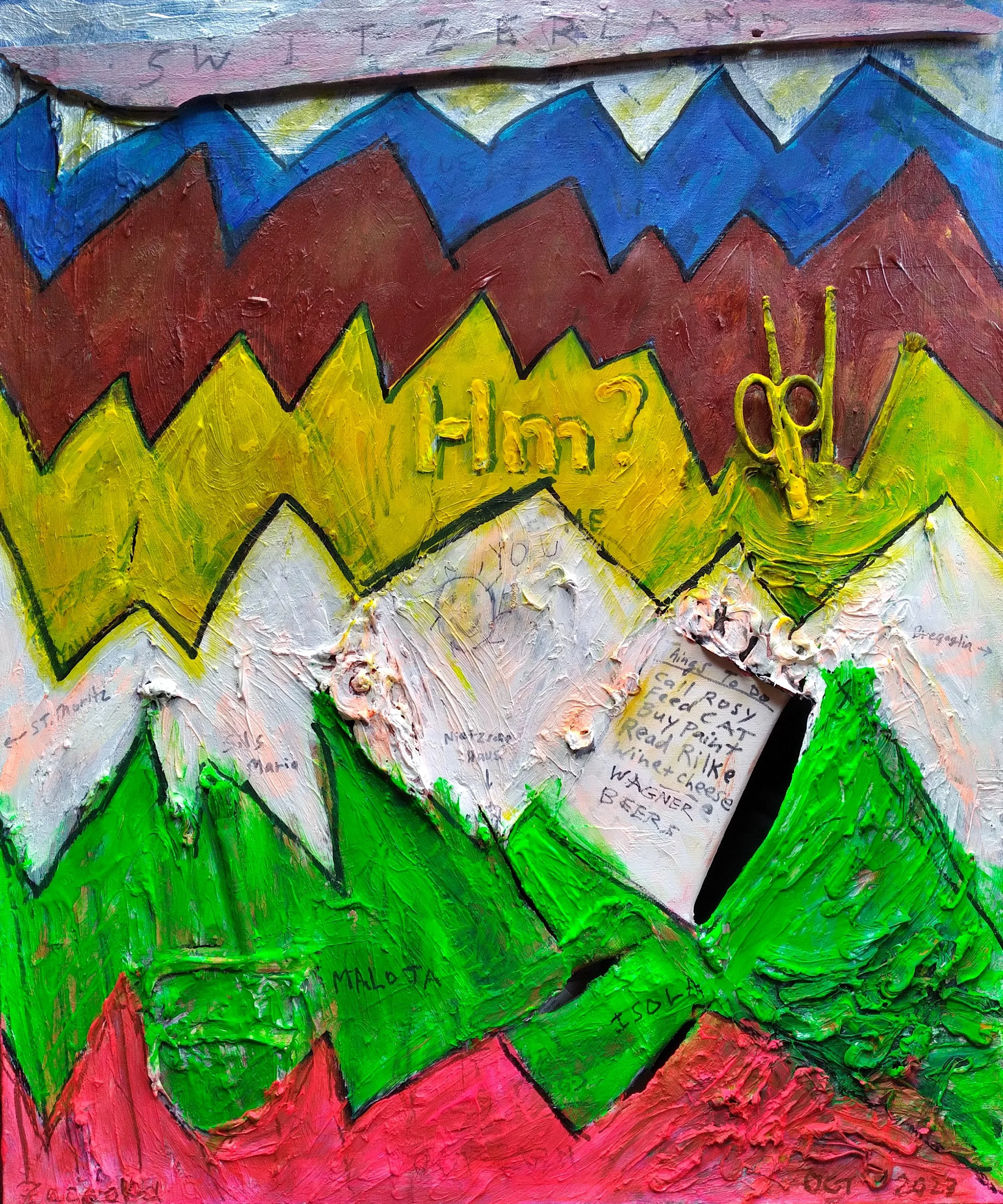 Sils Maria, 2008. Oil, acrylic, mixed media on canvas. 40" x 30".