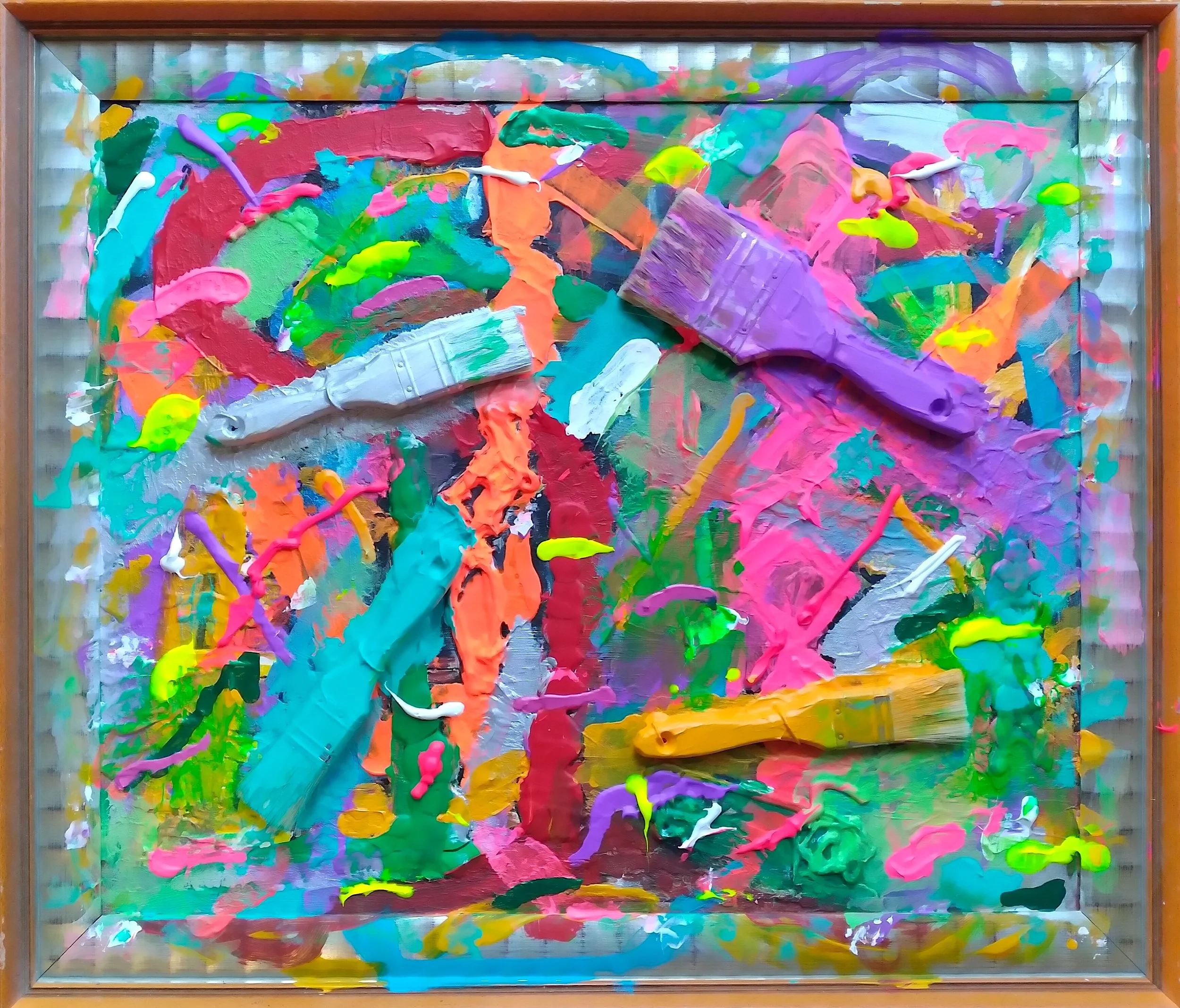 Santa Fe, 2012. Oil, acrylic, brushes on canvas. 20" x 24".