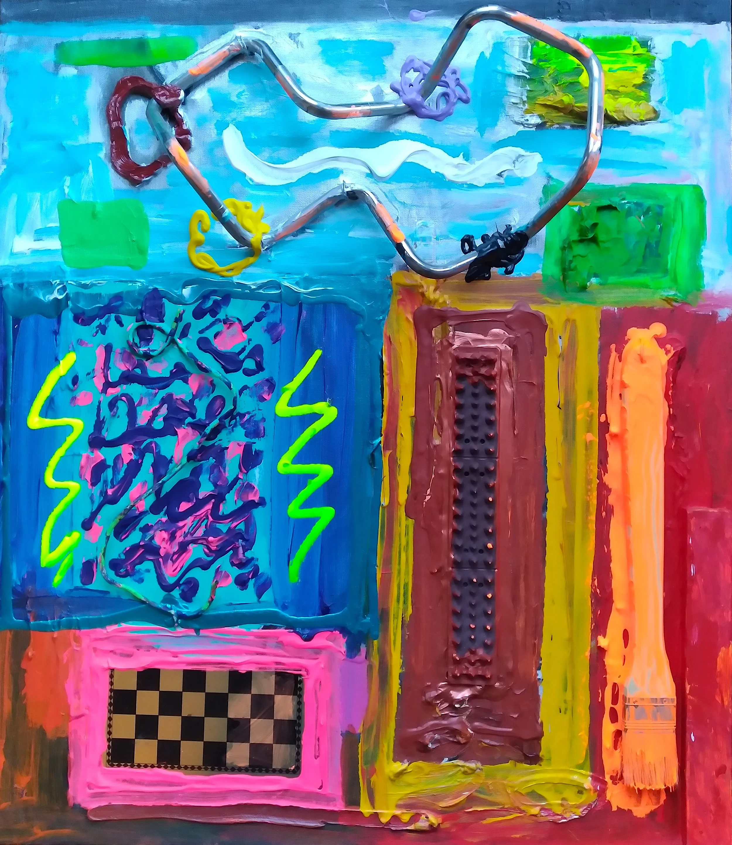 Saint-Tropez, 2007. Oil, acrylic, mixed media on canvas. 30" x 26".