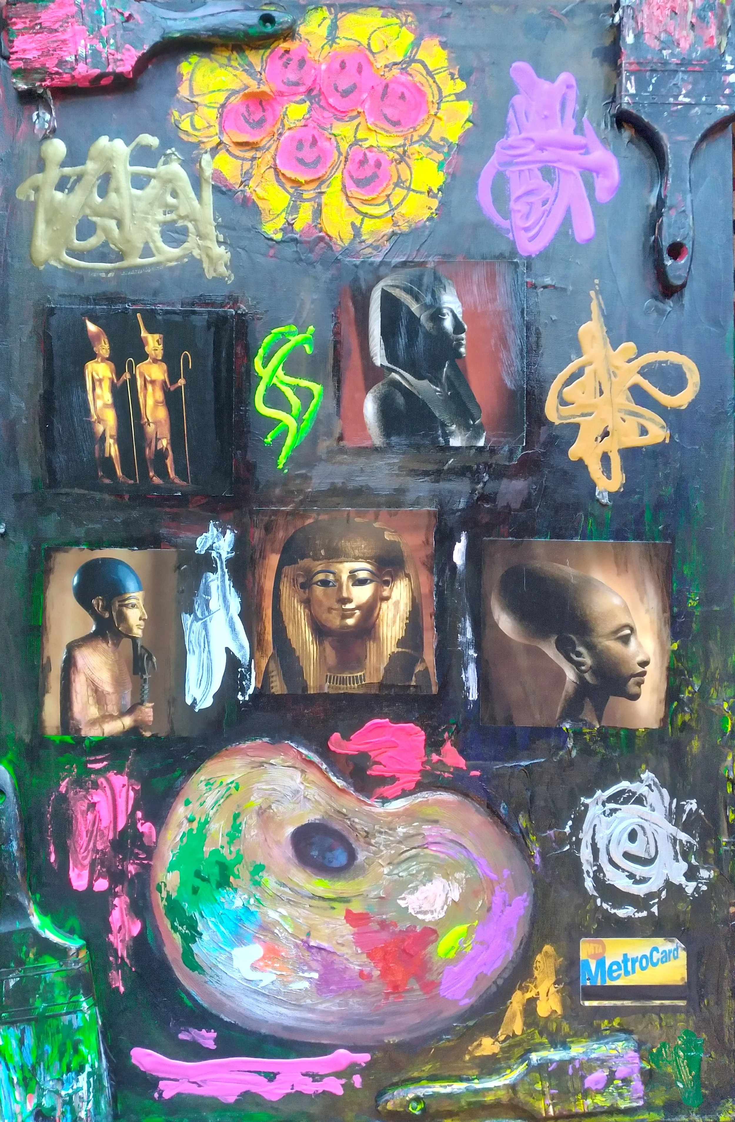 The Underground, 2025. Oil, acrylic, brushes, mixed media on canvas. 36" x 24".