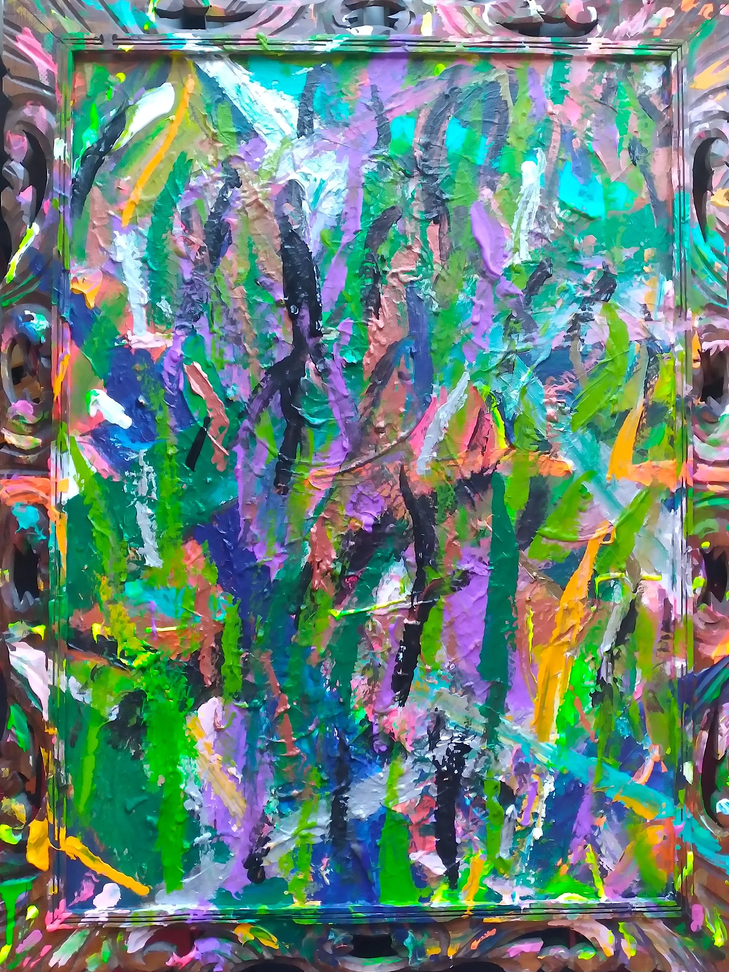 The Jungle, 2024. Oil, acrylic on canvas and frame. 34" x 24".