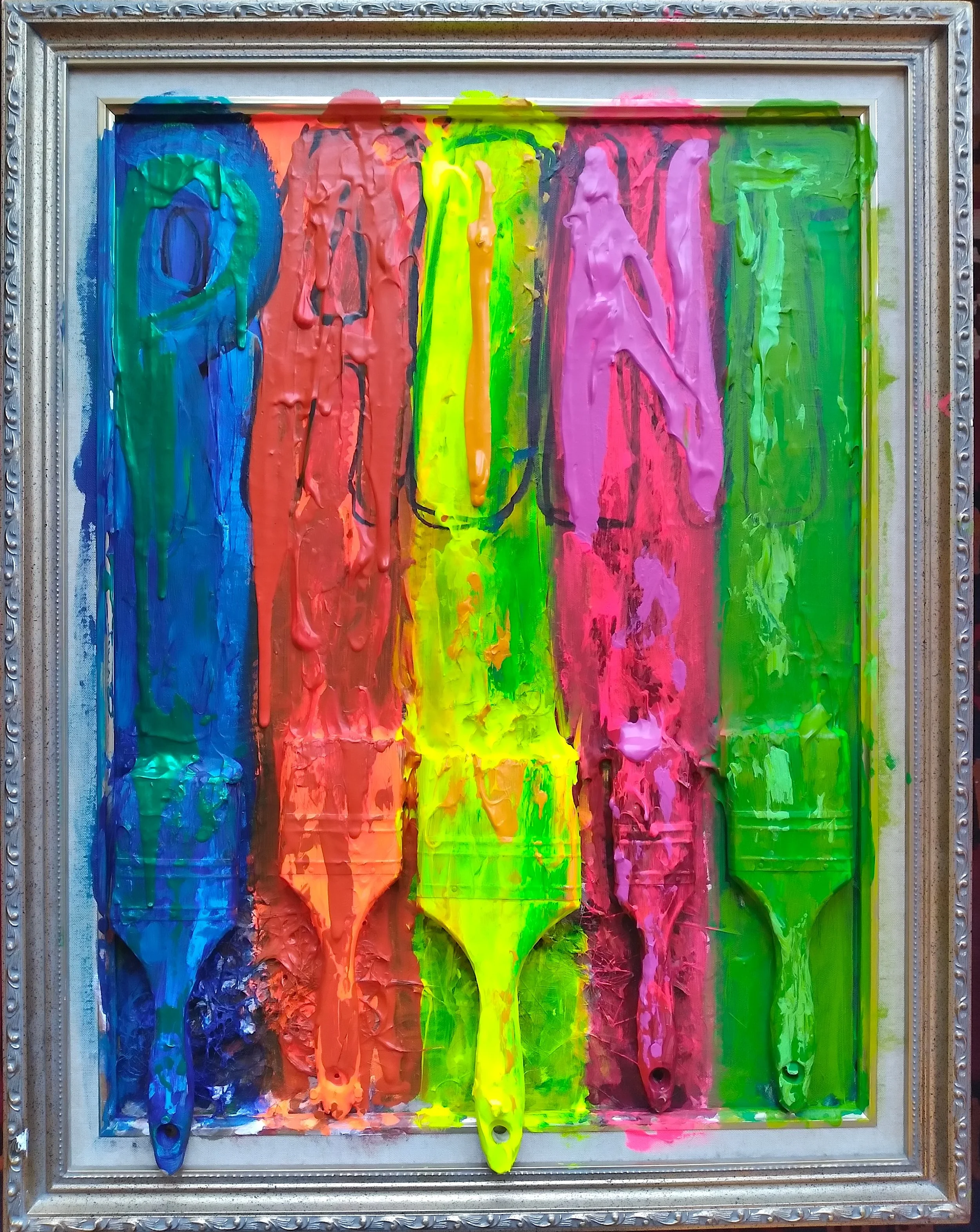 PAINT, 2020. Oil, acrylic, brushes on canvas. 24" x 18".