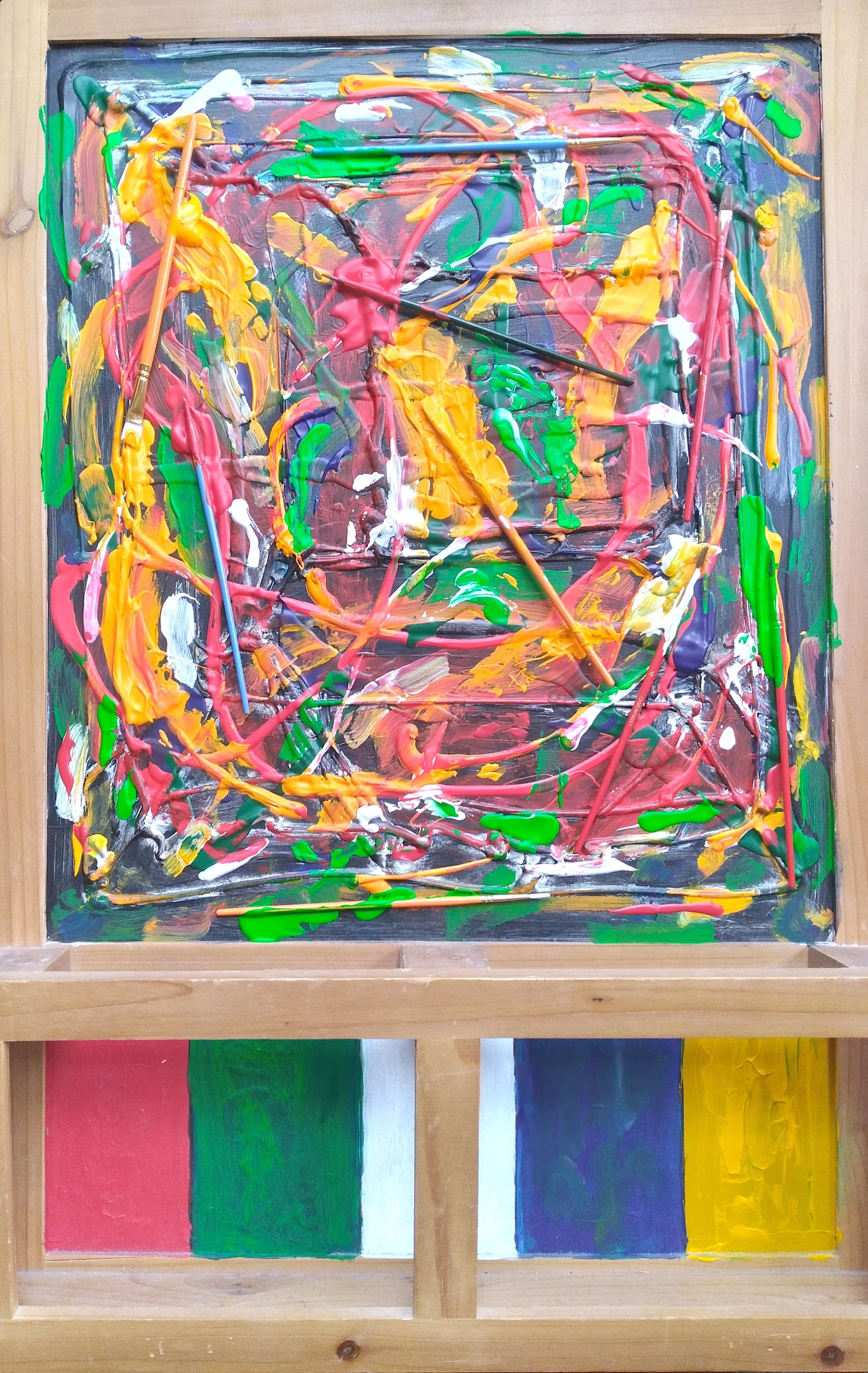 Blackboard Jungle, 2023. Oil, acrylic on wood. 36” x 20”.