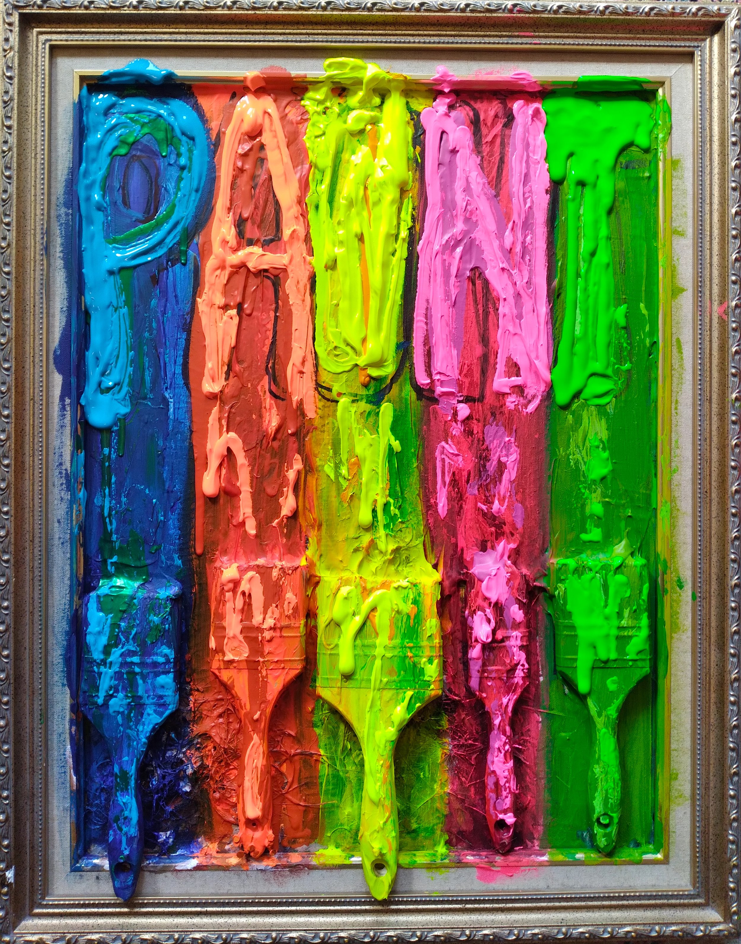 PAINT, 2020. Oil, acrylic, brushes on canvas. 24" x 18".