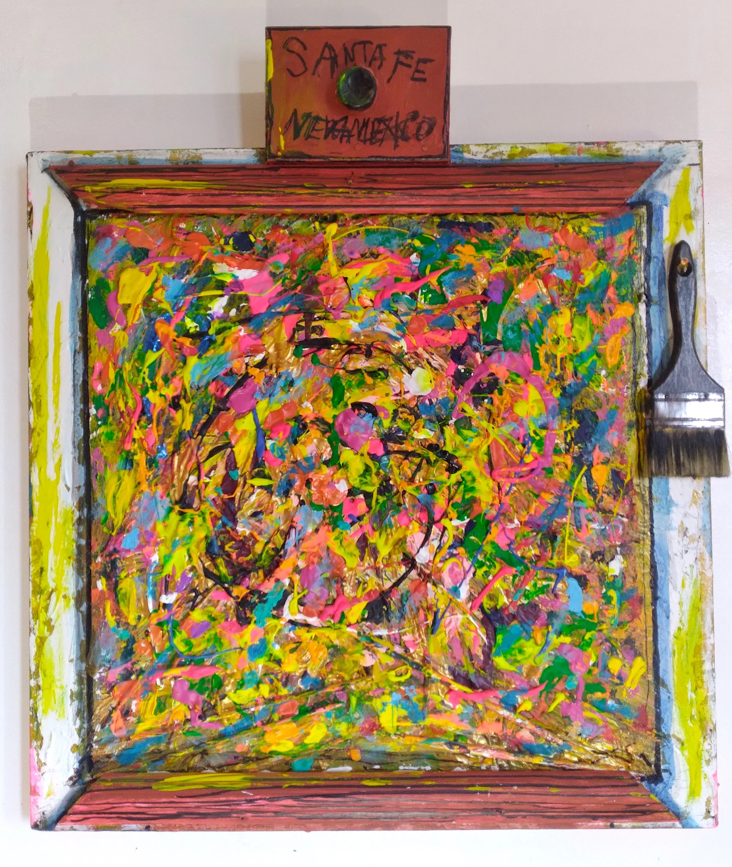 Santa Fe Trail , 2008. Oil, acrylic, wood on canvas. 26” x 26”.