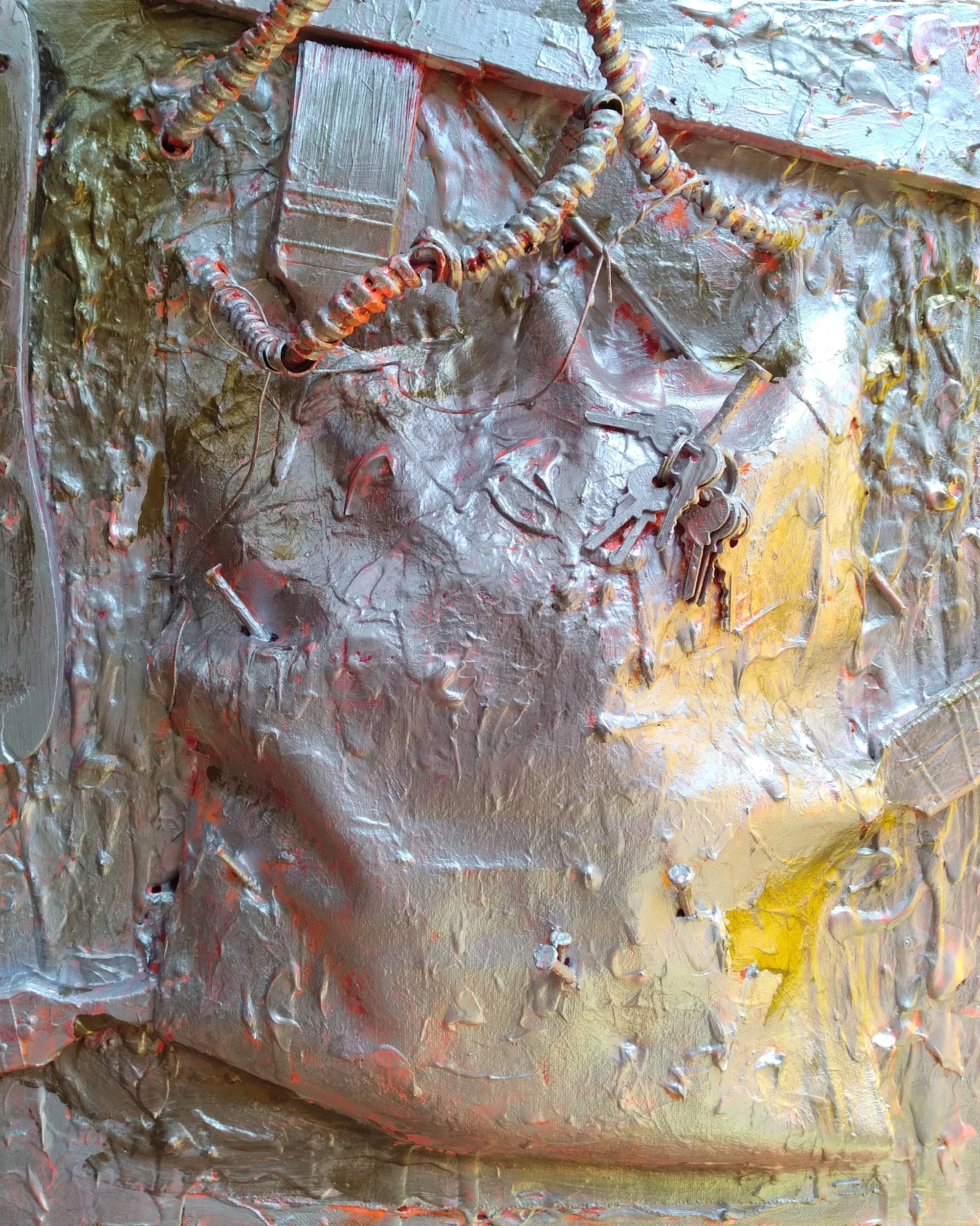 Asteroid, 2008. Oil, acrylic, mixed media on canvas. 20” x 16”.