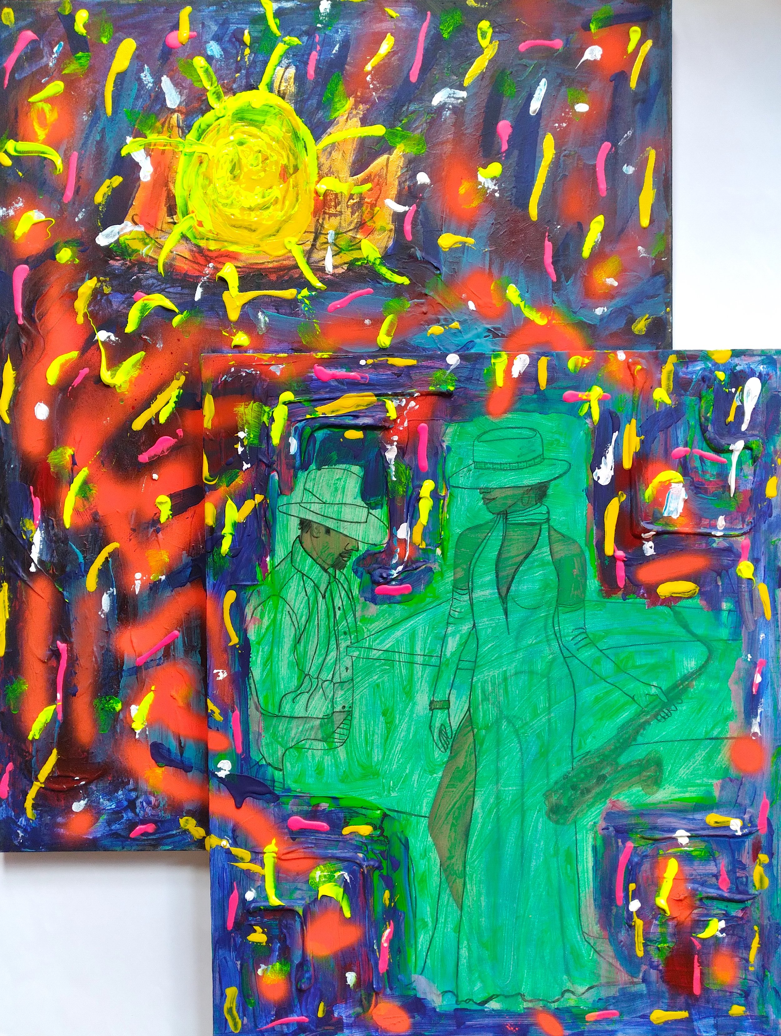 Acid Jazz, 2024. Oil, acrylic, spray paint on canvas. 40” x 30”.