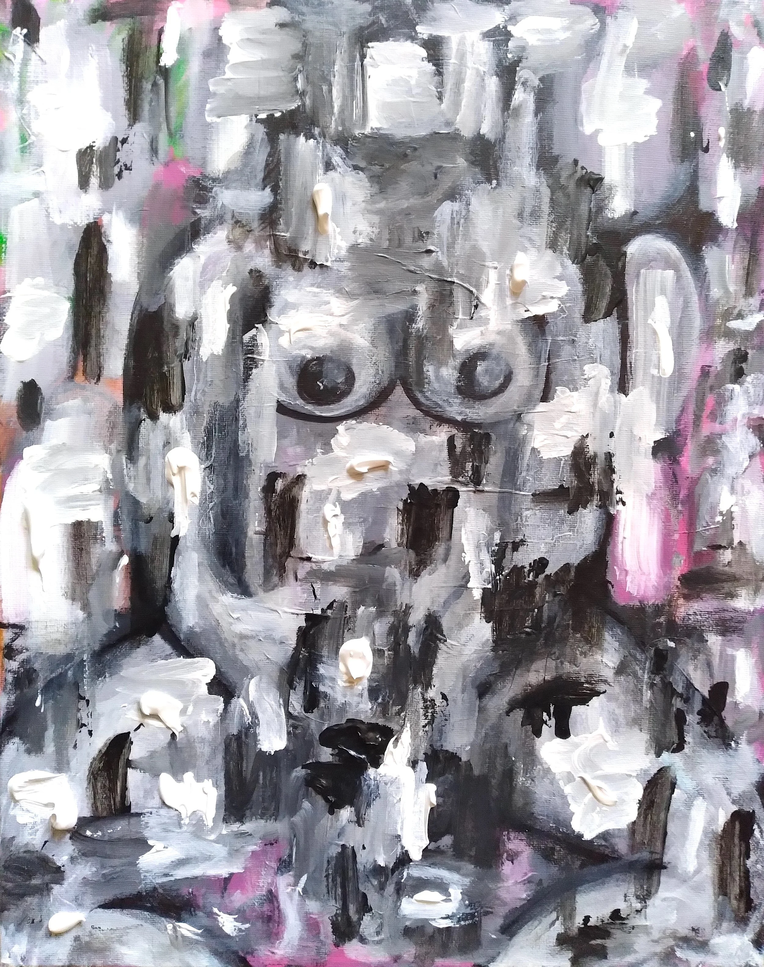 Fifty Shades Of Grey, 2024. Oil, acrylic on canvas. 20” x 16”.