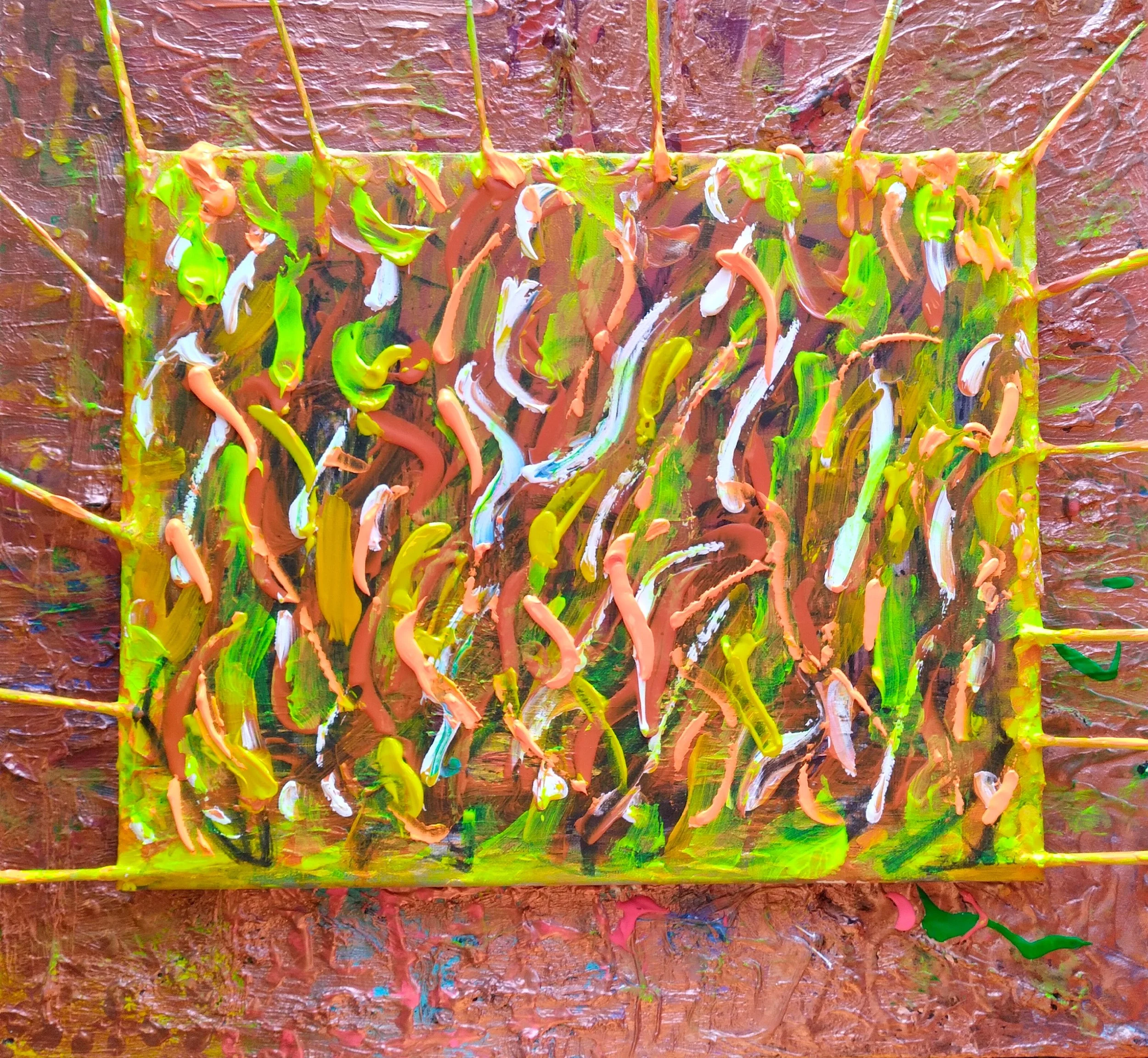 Sunset, 2024. Oil, acrylic, brushes on canvas. 24” x 30".