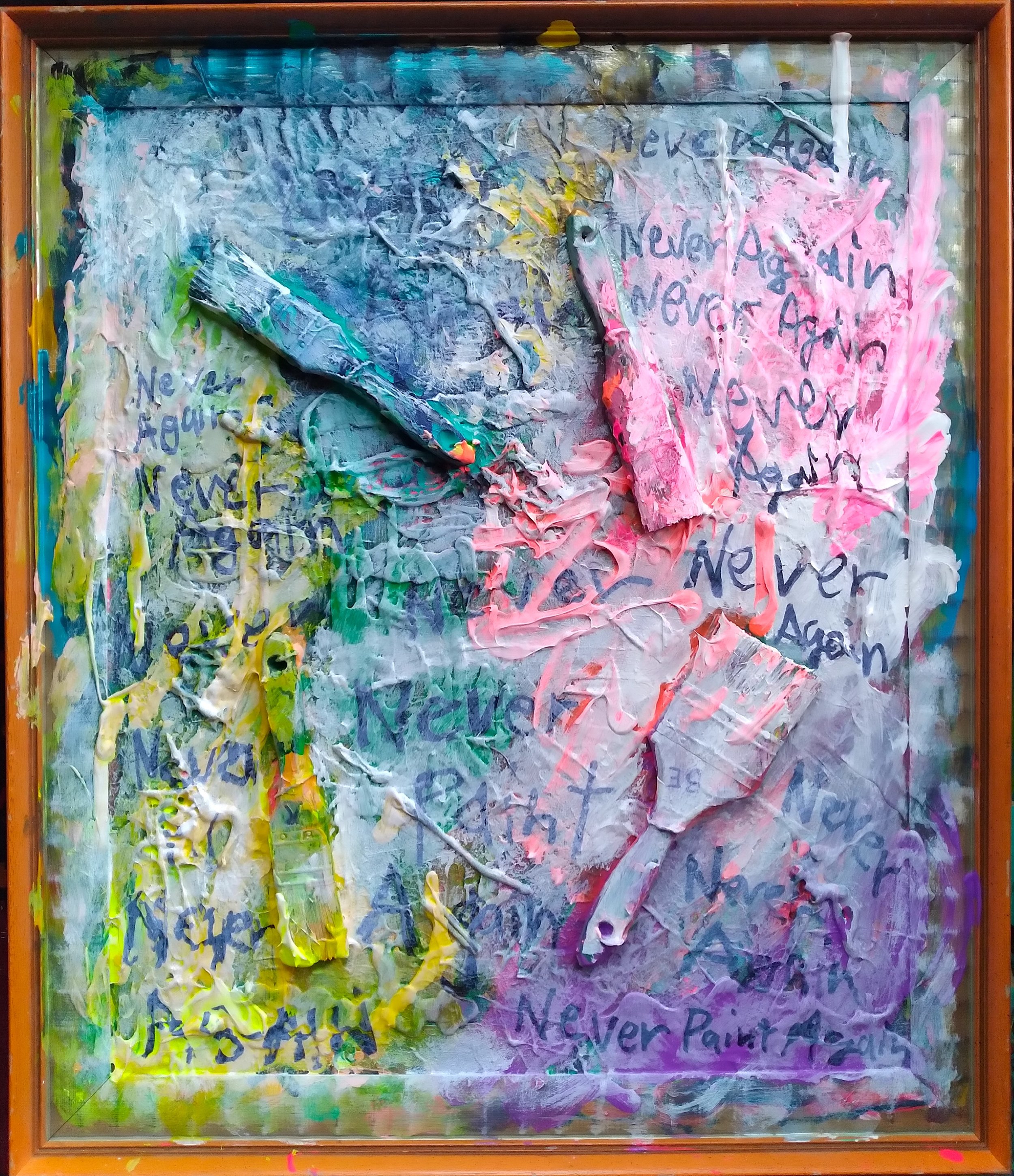 White-Out, 2012. Oil, acrylic, brushes on canvas. 24” x 20”.