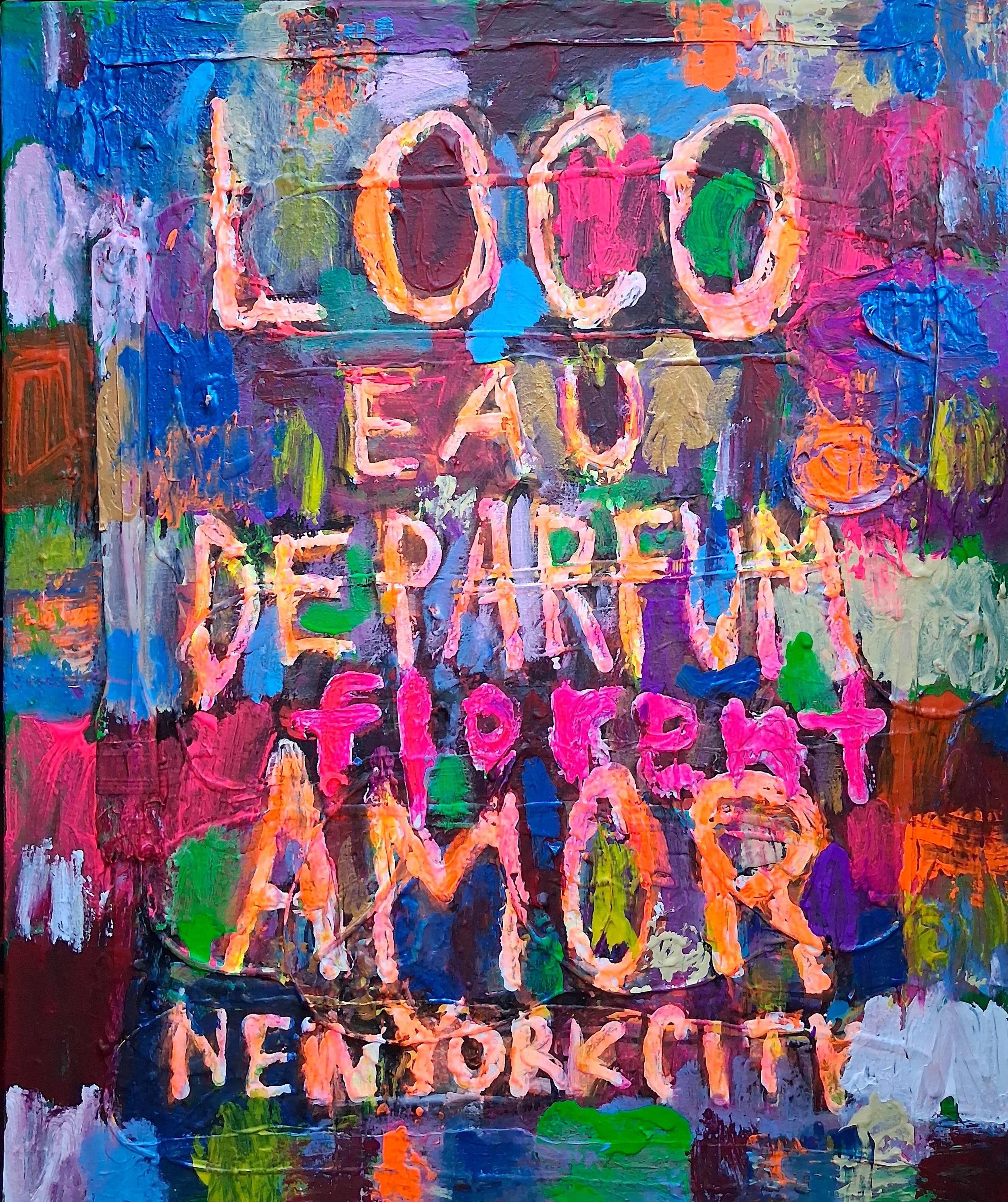 Restaurant Florent, 2018. Oil, acrylic, brush on canvas. 48” x 30".