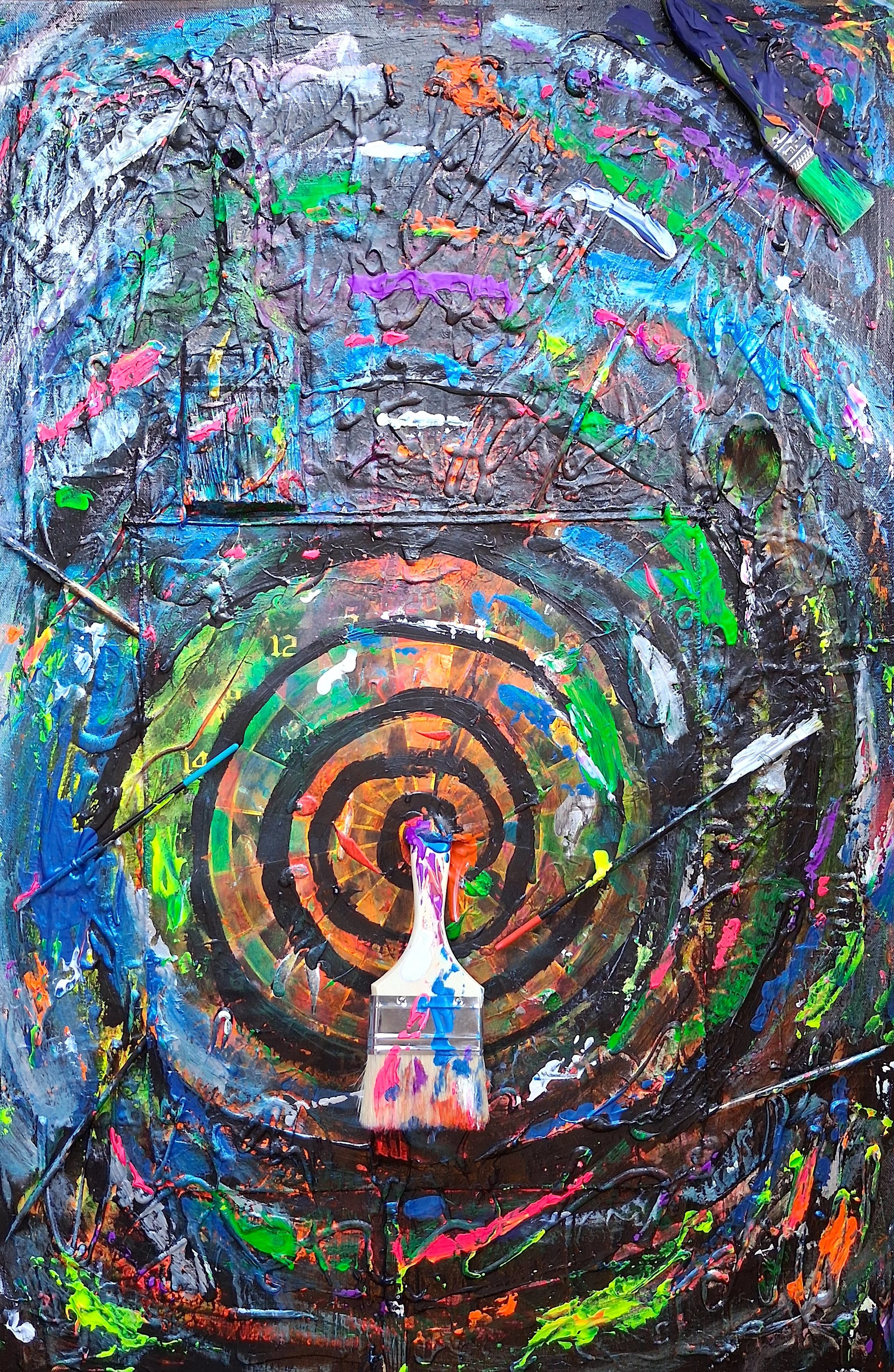 Black Hole, 2015. Oil, acrylic, mixed media on canvas. 36” x 24”.