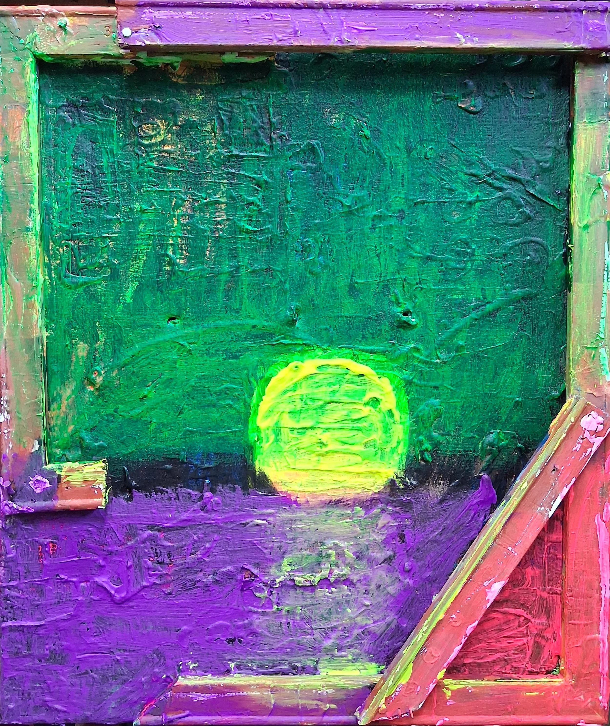 Sunrise, 2013. Oil, acrylic, wood on canvas. 24’ x 18”.