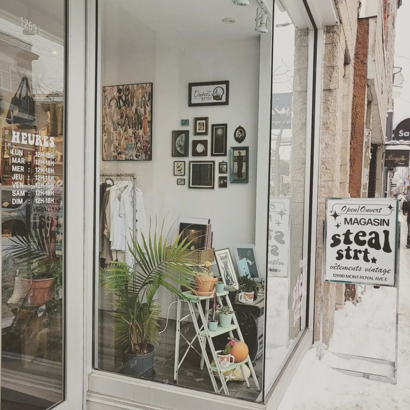 New Montreal collab! Elephant in the Attic's vintage prints and framed work are now on display at the gem-of-a-vintage shop, @steal.strt in the heart of the Plateau! Visit these lovely people and get a sweet (and affordable) outfit for a night on the