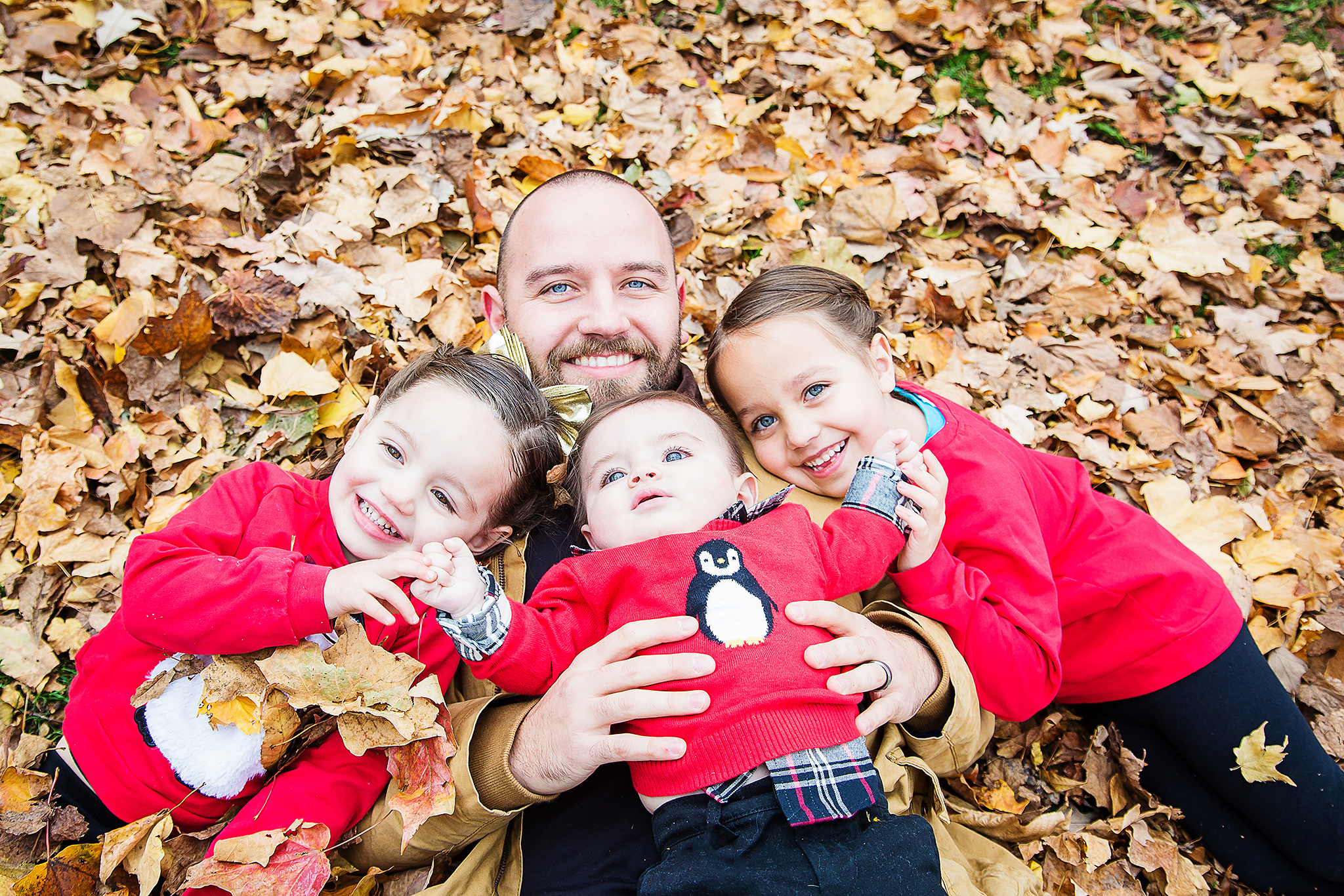 Dad got dragged into the leaves too