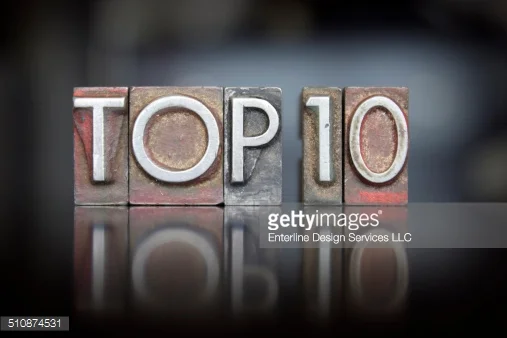 OCTOBER 2016 TOP TEN LIST