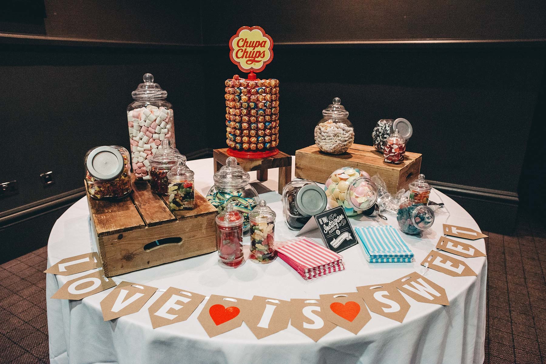 A table of sweets in a wedding Reception