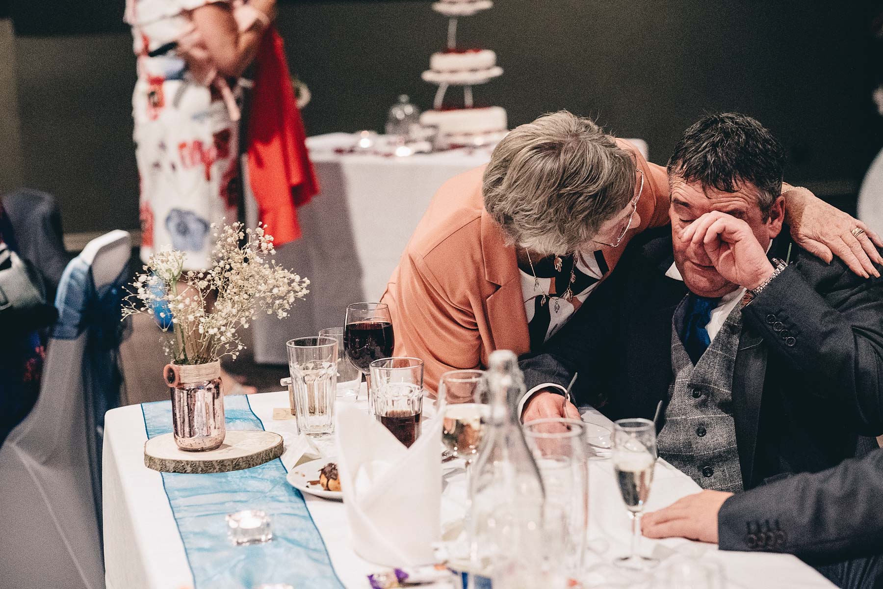 Wedding party member gets emotional during speech