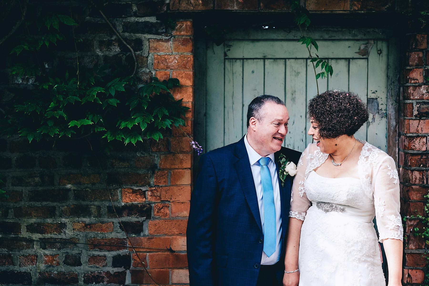 Bride and groom share a moment