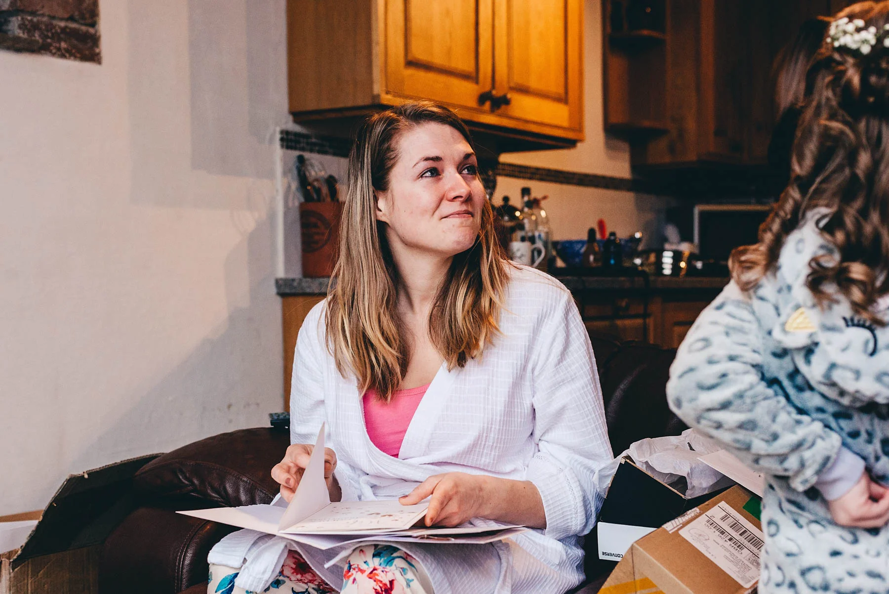 Bride reads emotional card