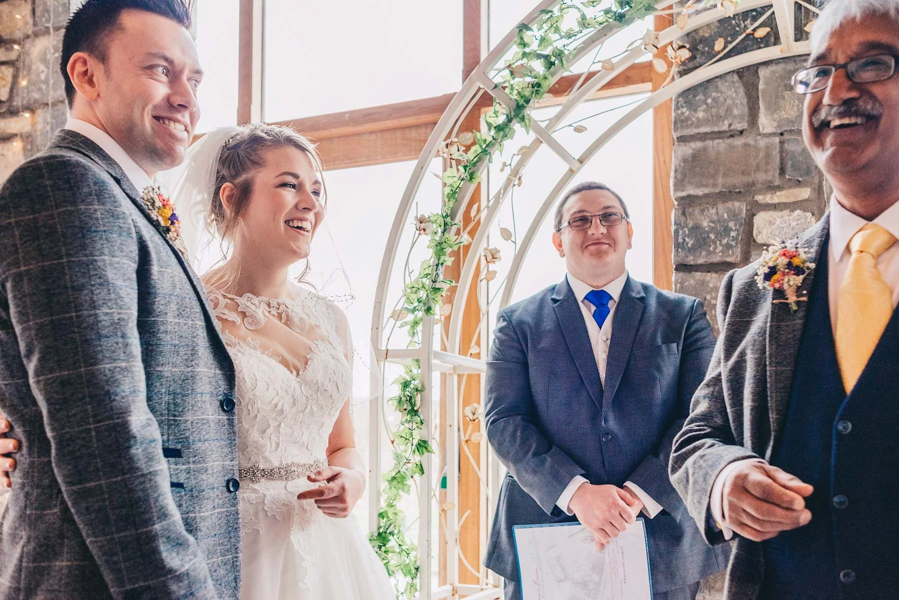Man speaks during wedding service
