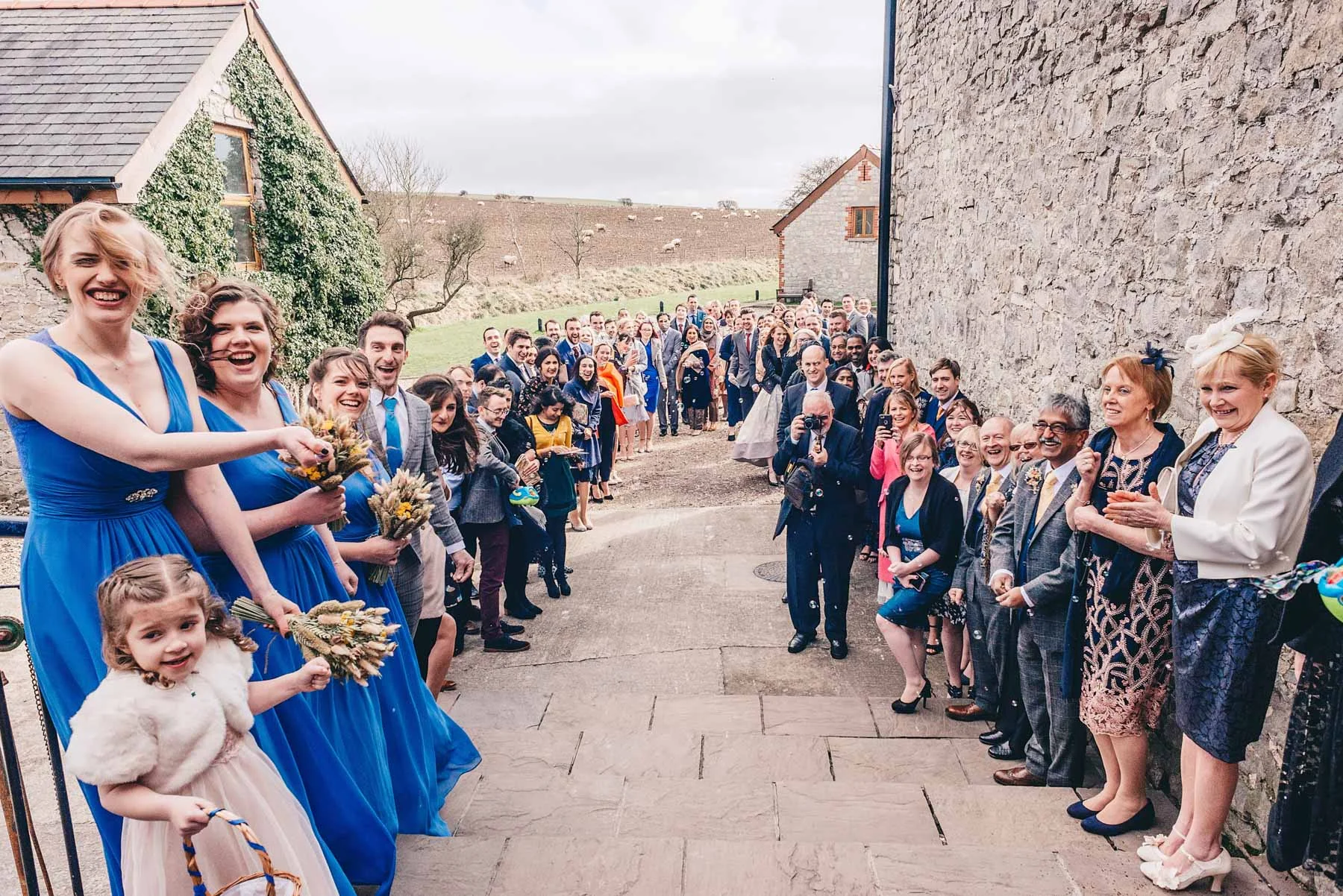 Guests wait to throw confetti